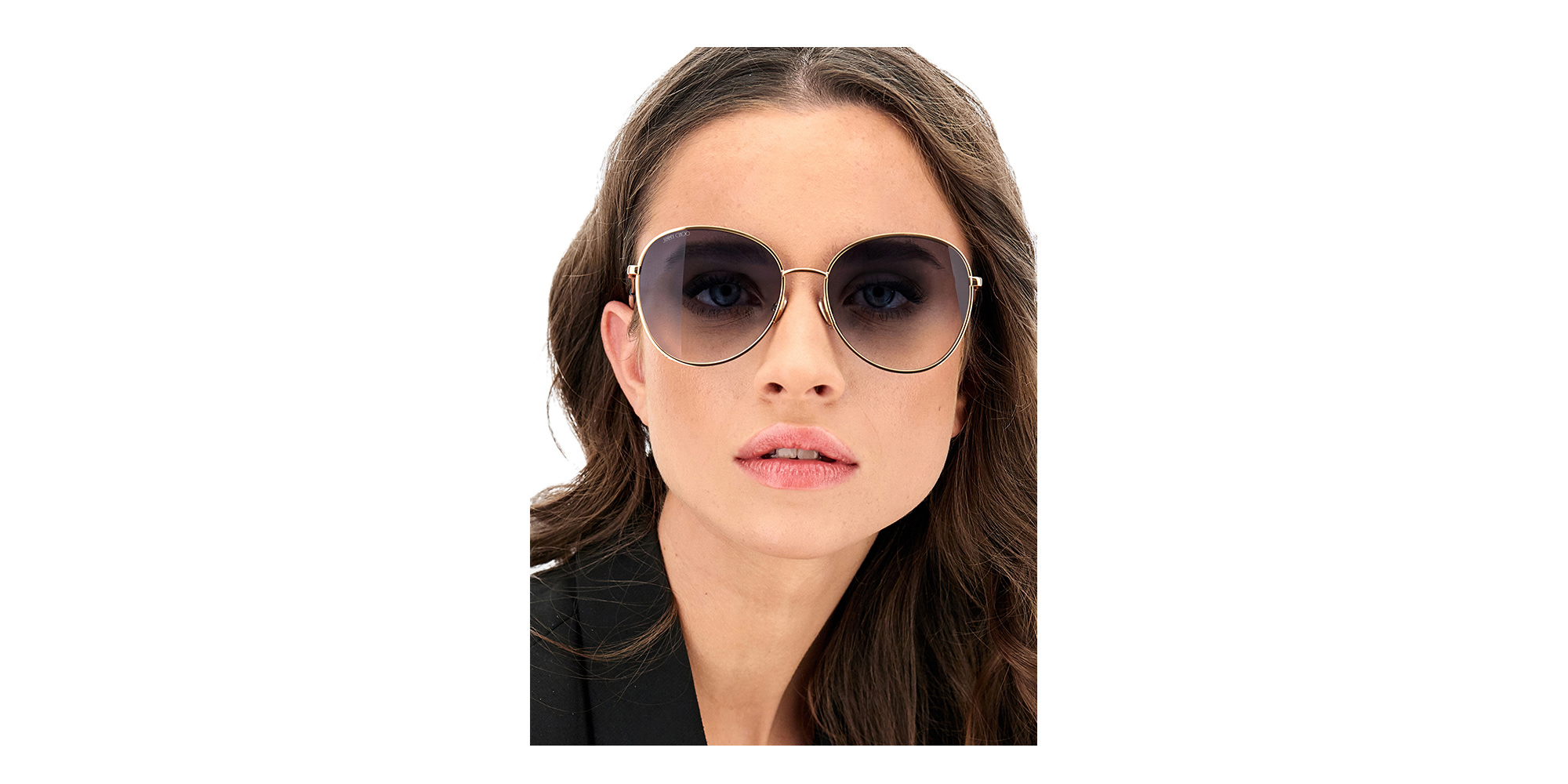 Shop JIMMY CHOO Feline/S Round Sunglasses in Rose Gold online.