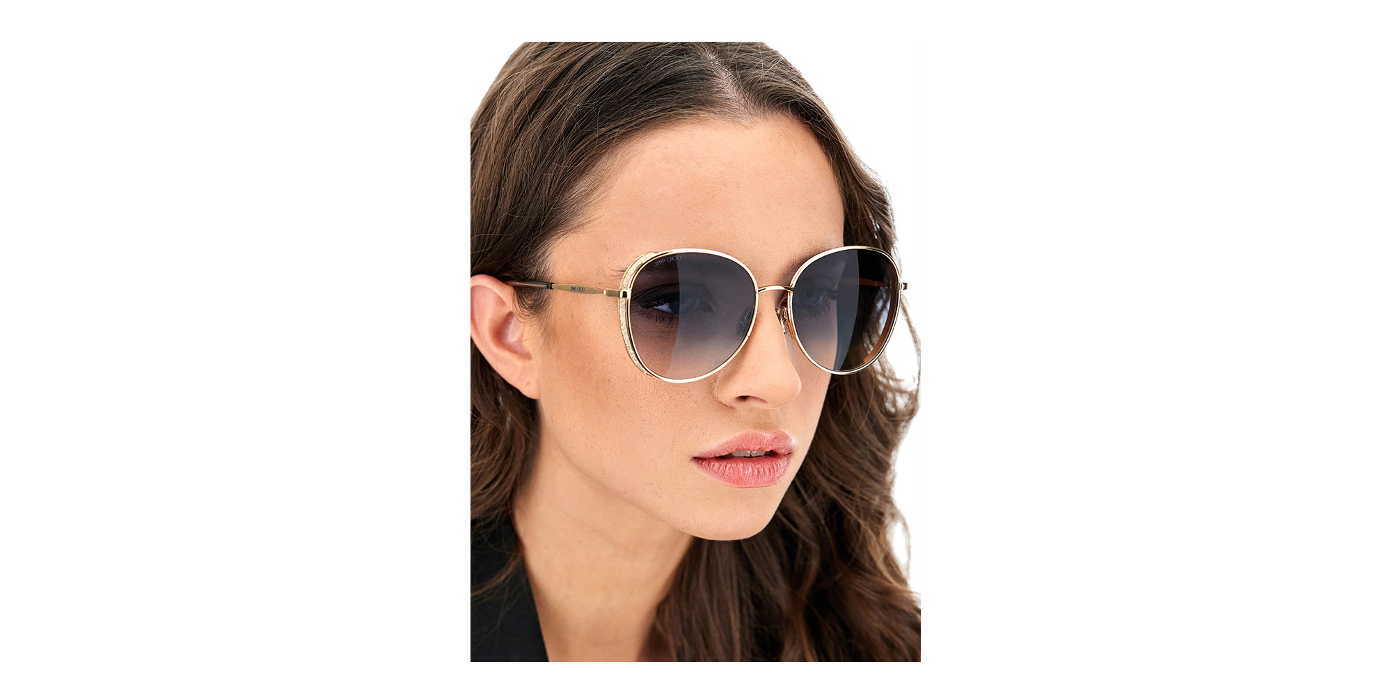 Shop JIMMY CHOO Feline/S Round Sunglasses in Rose Gold online.