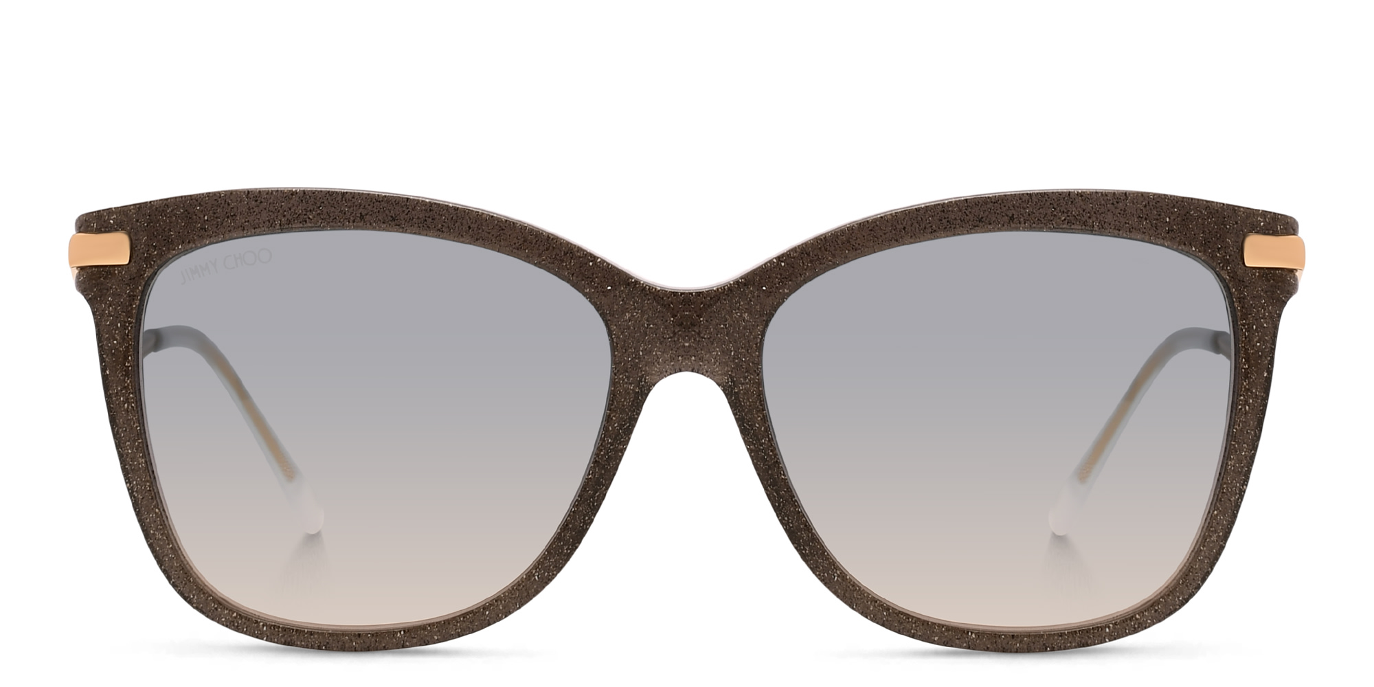 Shop JIMMY CHOO Steff/S Rimless Cat Eye Sunglasses in Grey Gold Glitter online.
