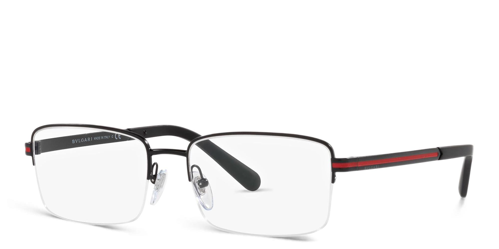 BVLGARI Half Rim Wide Rectangle Eyeglasses in Matte Black – Product Photo 2