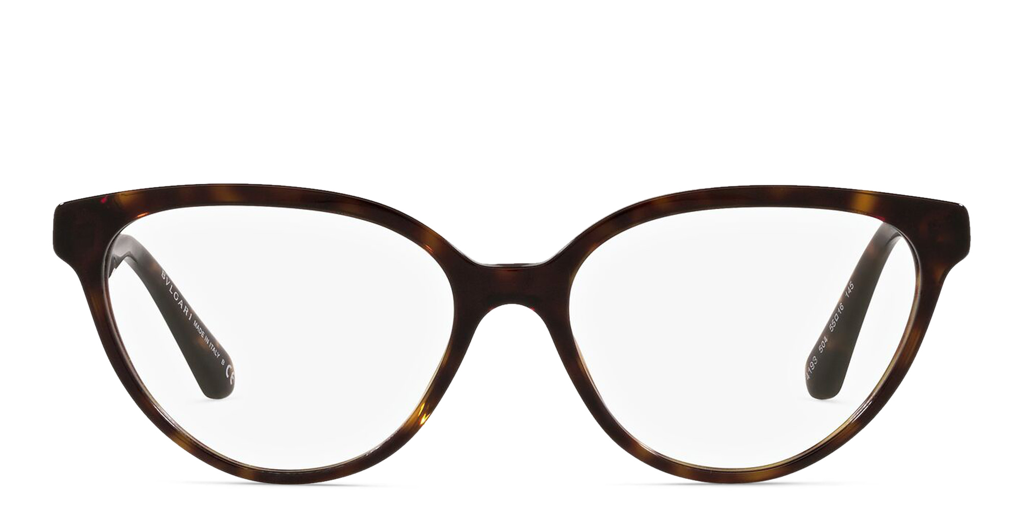 Shop BVLGARI Wide Cat Eye Eyeglasses in Havana online.
