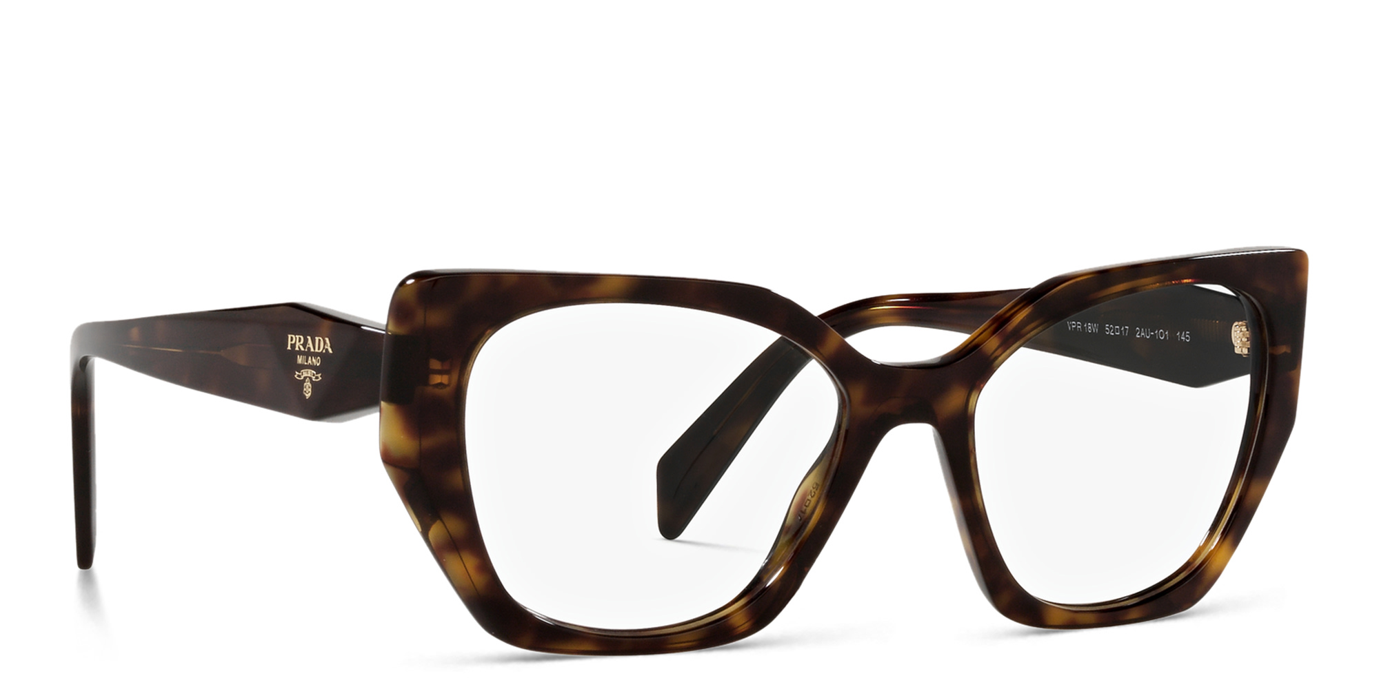Shop PRADA Irregular Eyeglasses in Tortoise online.