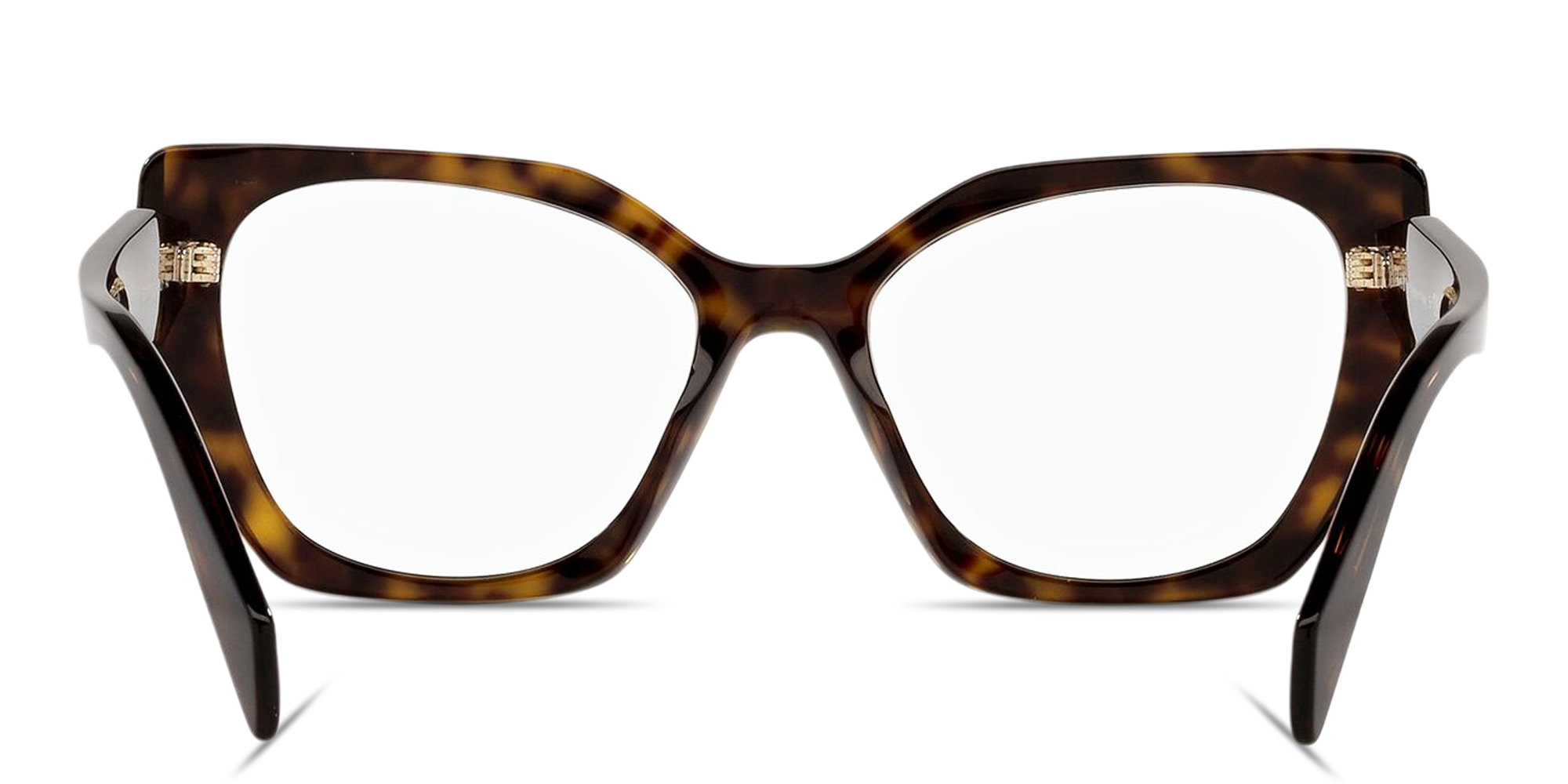 Shop PRADA Logo Signature Irregular Eyeglasses in Dark Tortoise online.