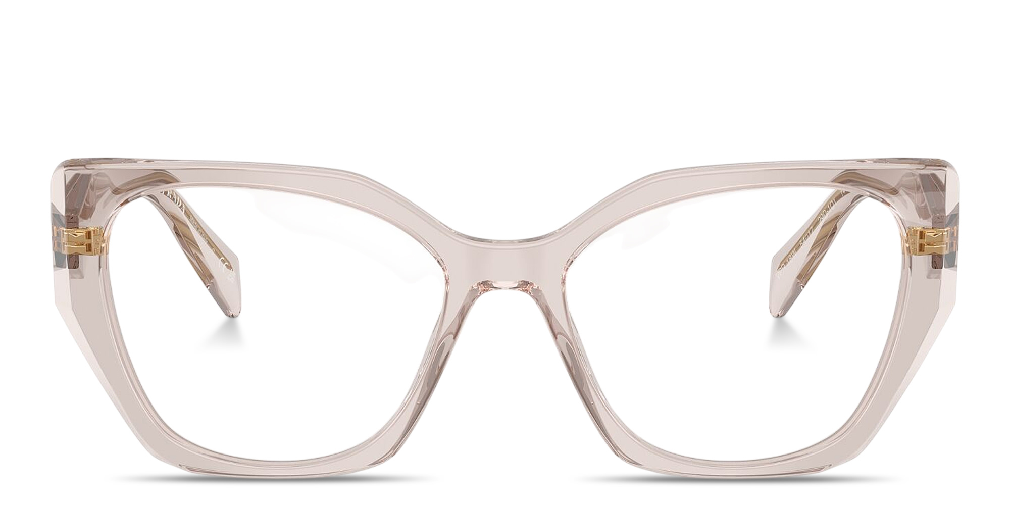 PRADA Logo Signature Irregular Eyeglasses in Transparent Violet – Product Photo 1