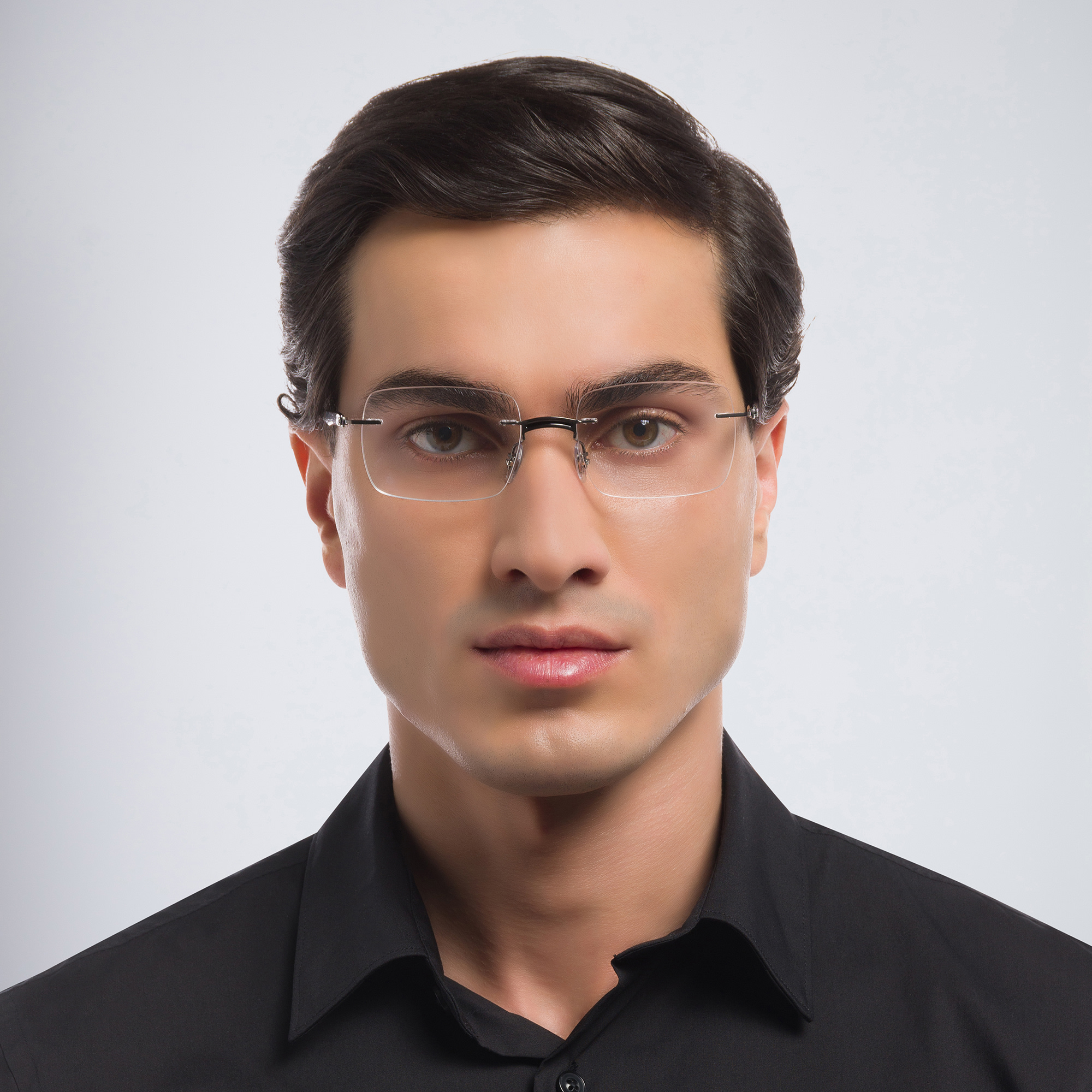 Shop Ray-Ban Unisex Rimless Rectangle Eyeglasses in Gunmetal online.