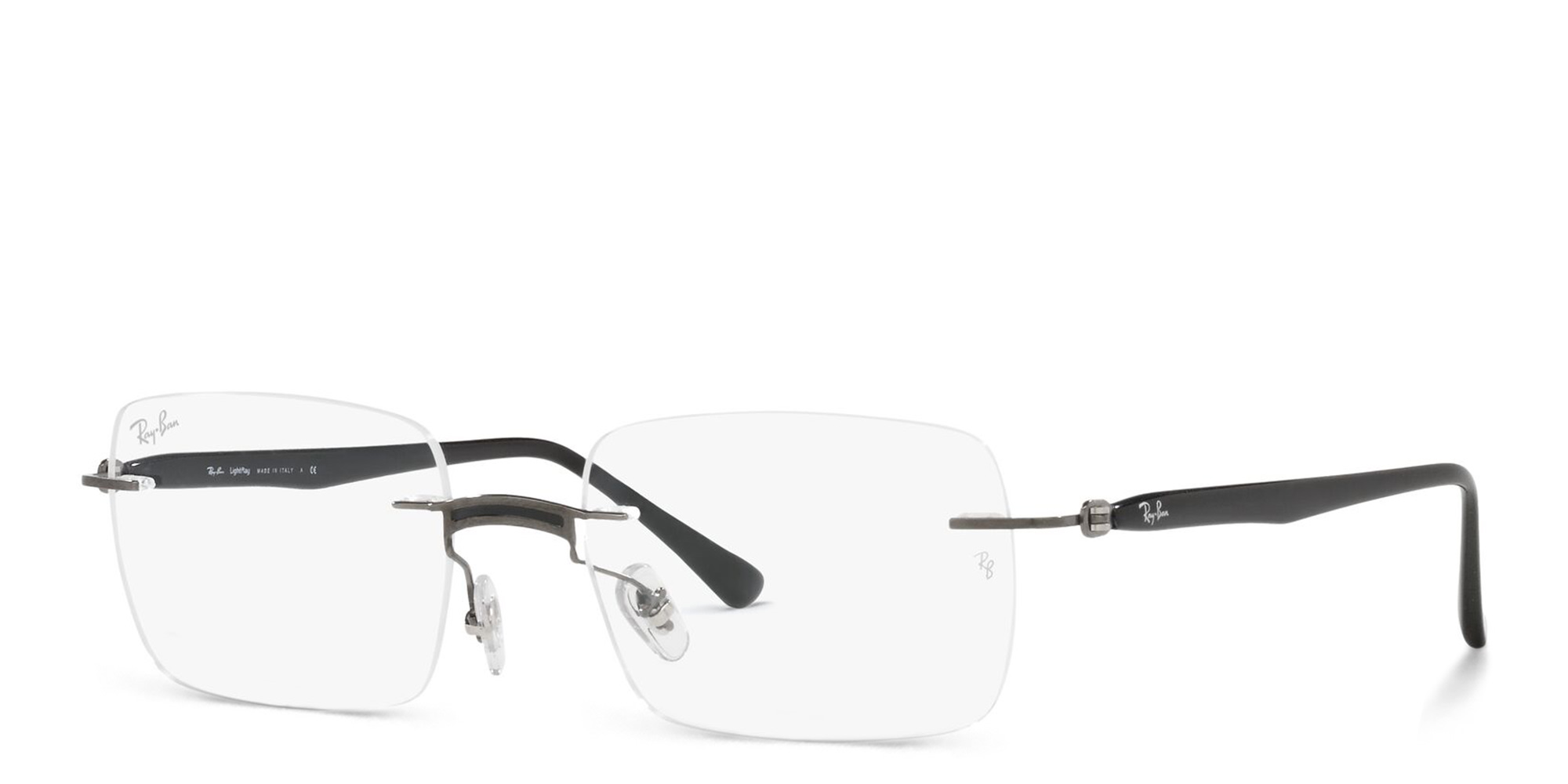 Shop Ray-Ban Unisex Rimless Rectangle Eyeglasses in Gunmetal online.