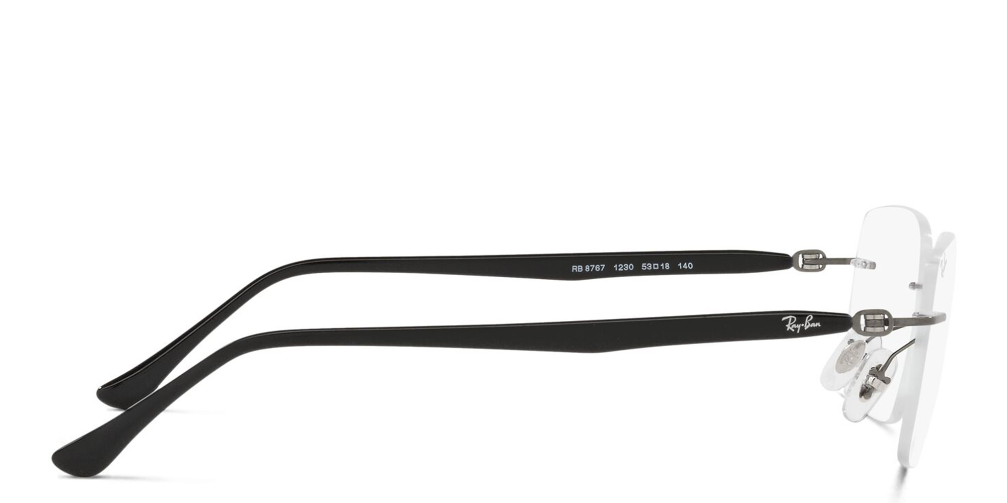 Shop Ray-Ban Unisex Rimless Rectangle Eyeglasses in Gunmetal online.