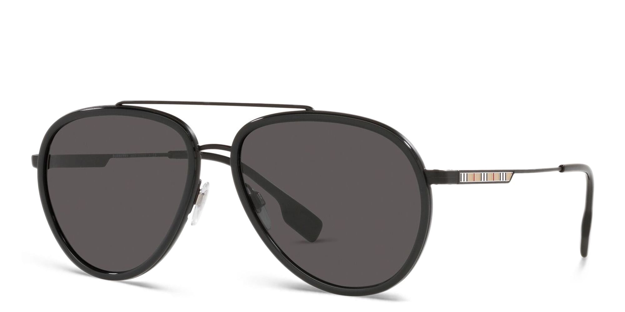 Shop BURBERRY Aviator Sunglasses in Black online.