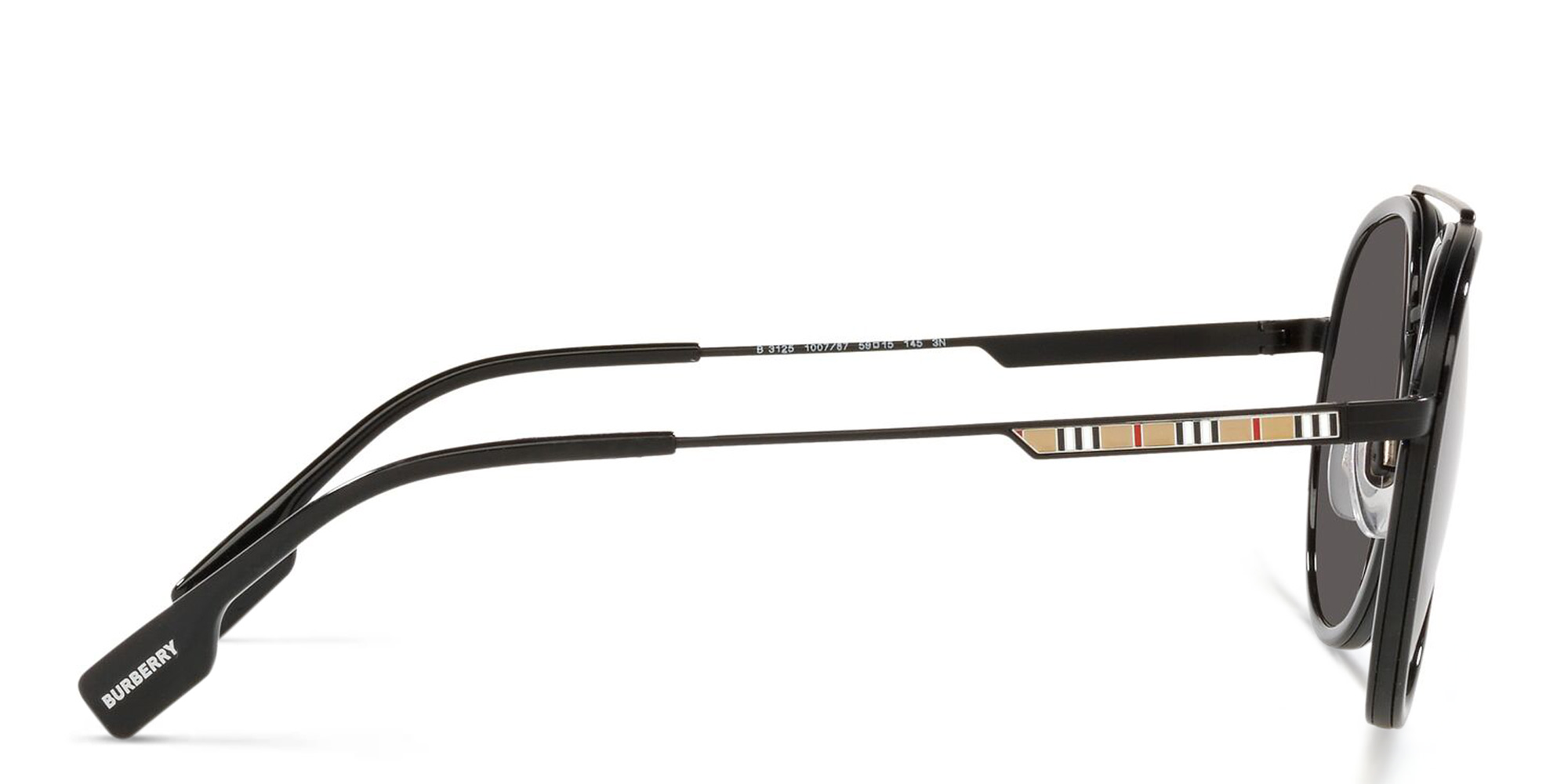 Shop BURBERRY Aviator Sunglasses in Black online.