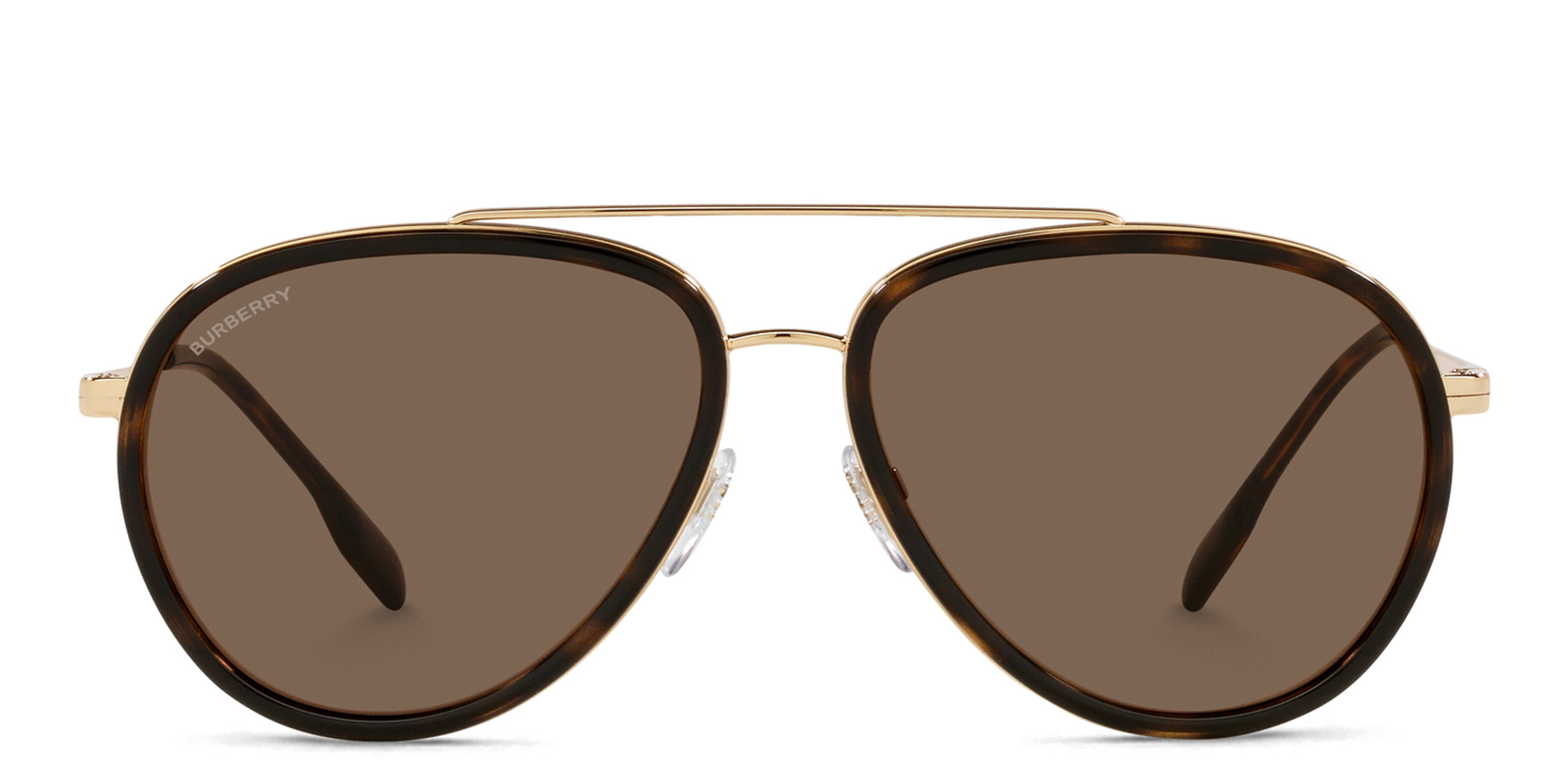 Shop BURBERRY Aviator Sunglasses in Gold online.