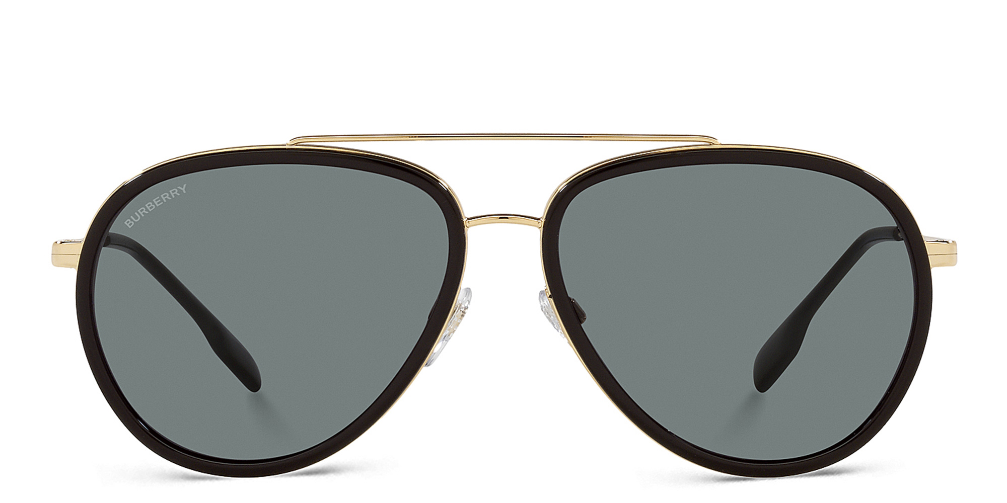 Shop BURBERRY Wide Aviator Sunglasses in Gold online.