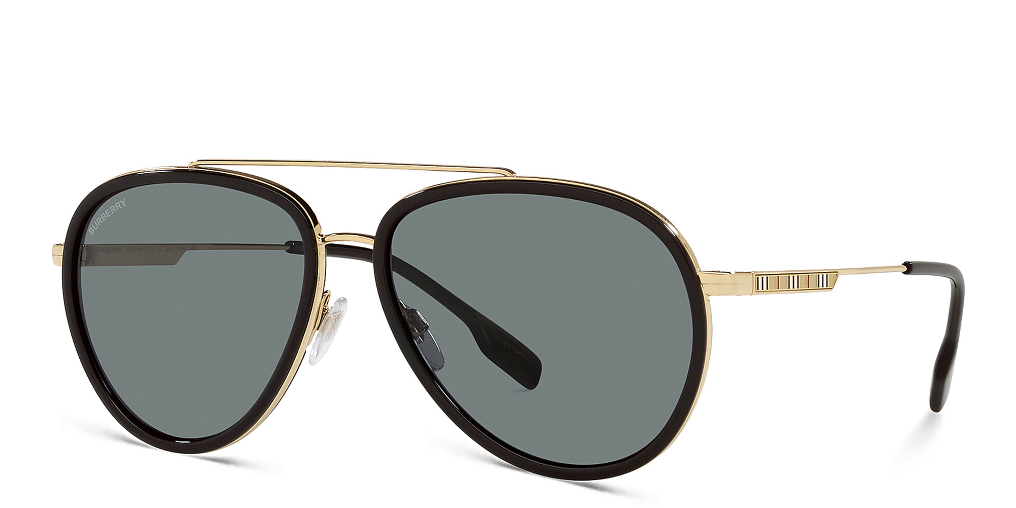 Shop BURBERRY Wide Aviator Sunglasses in Gold online.