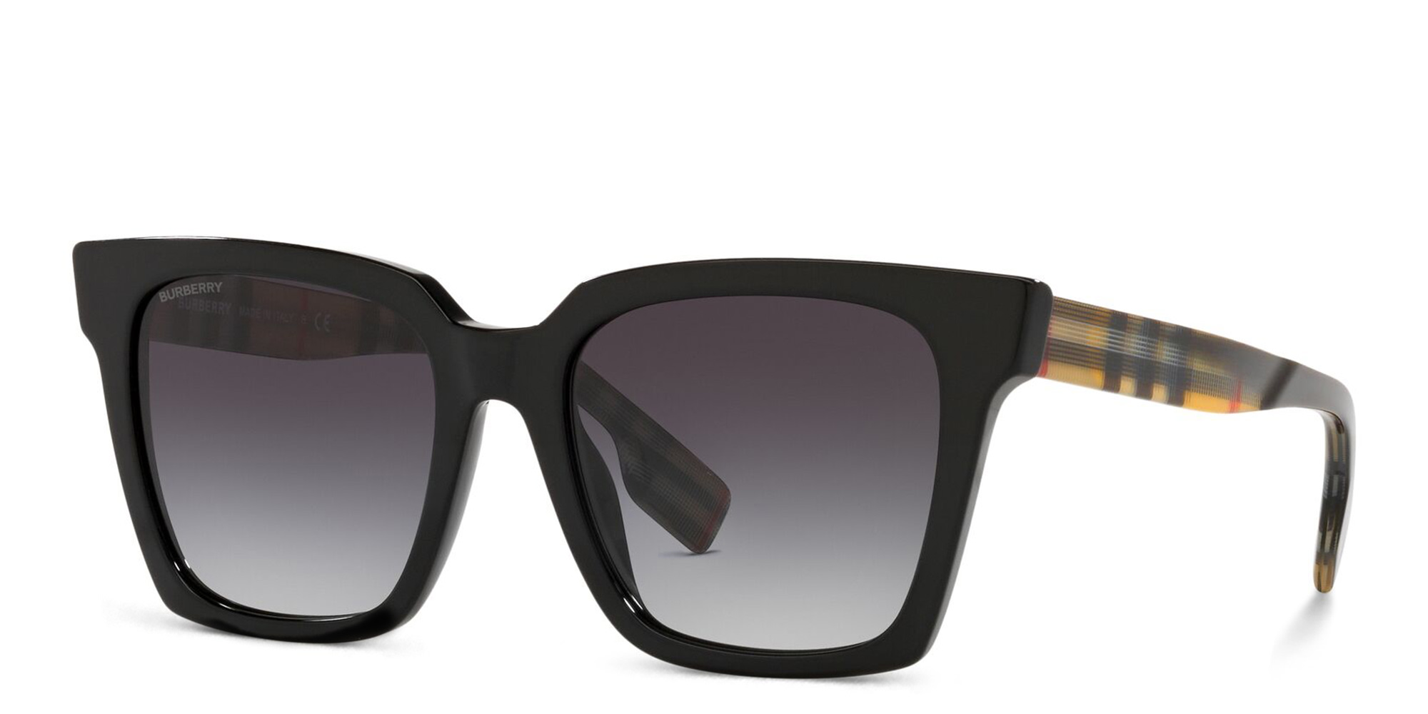 Shop BURBERRY Square Sunglasses in Black online.