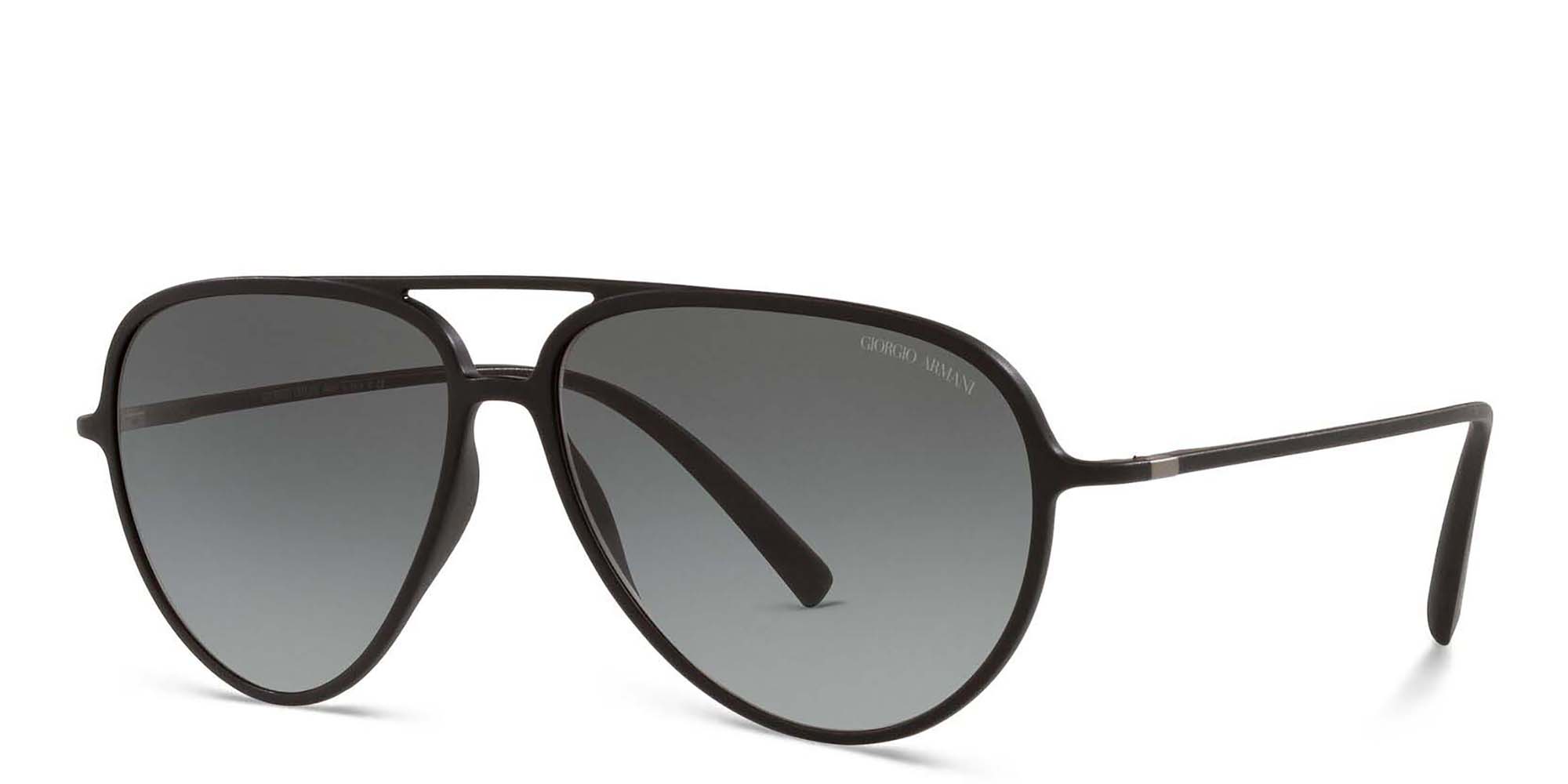 Shop GIORGIO ARMANI Aviator Sunglasses in Matte Black online.