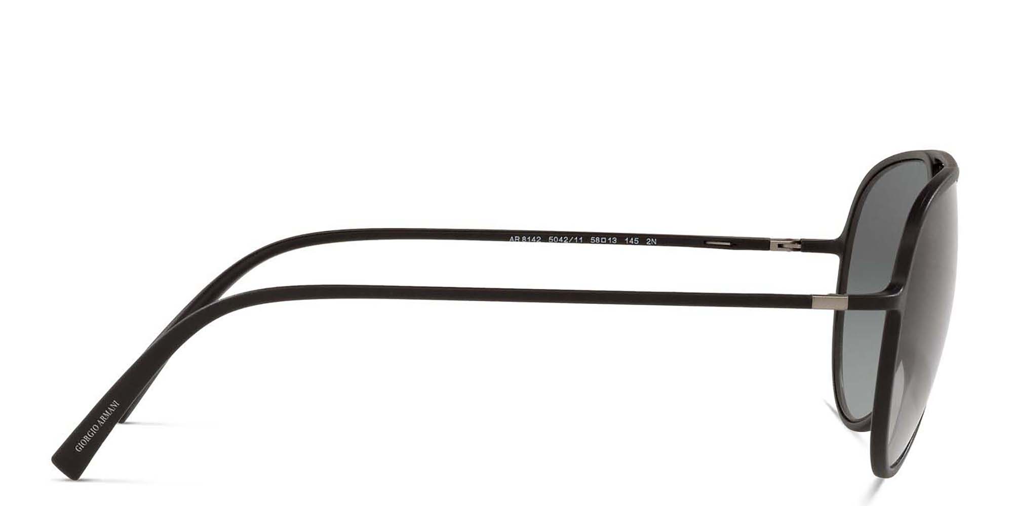 Shop GIORGIO ARMANI Aviator Sunglasses in Matte Black online.