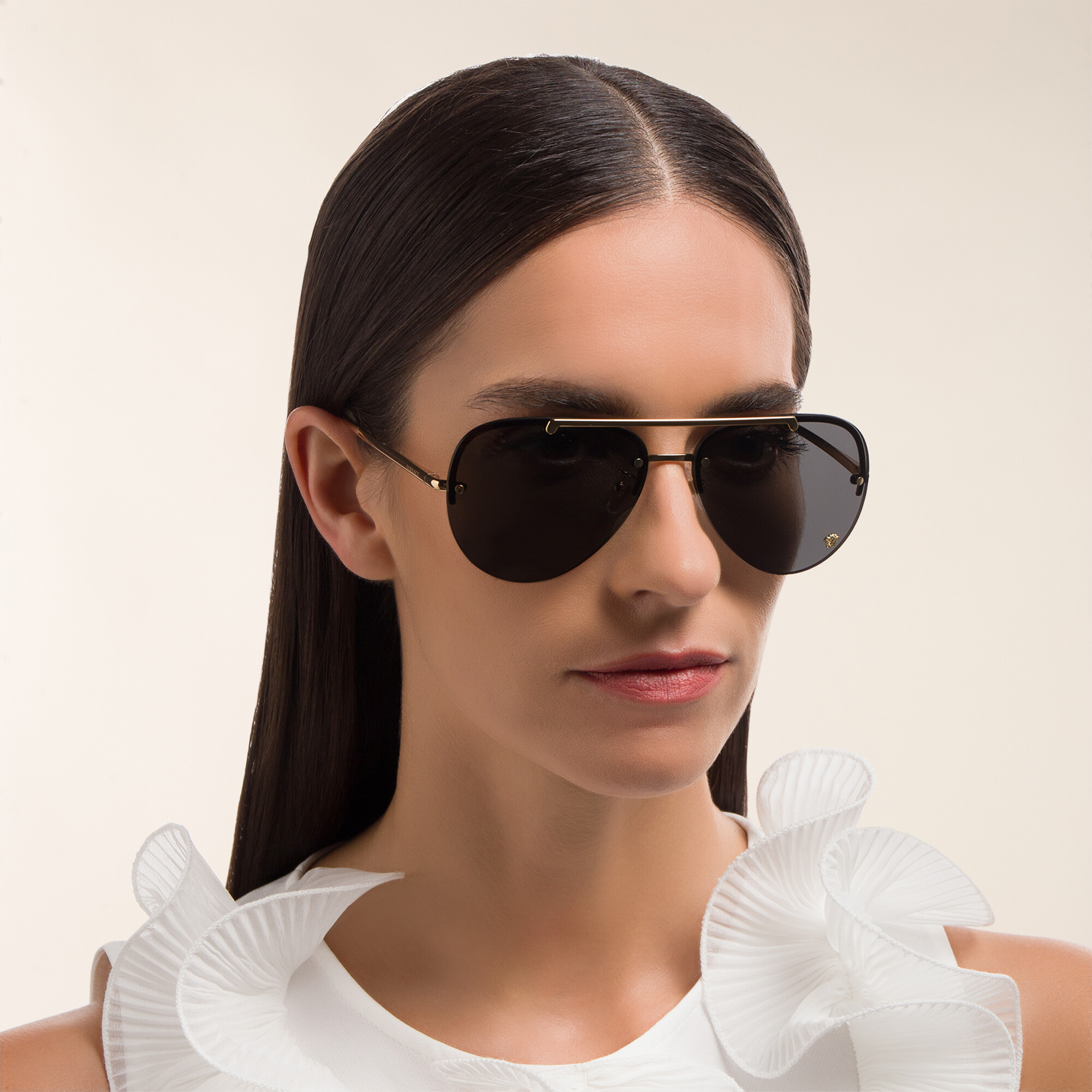 VERSACE Medusa Half-Rim Pilot Sunglasses in Gold – Product Photo 5