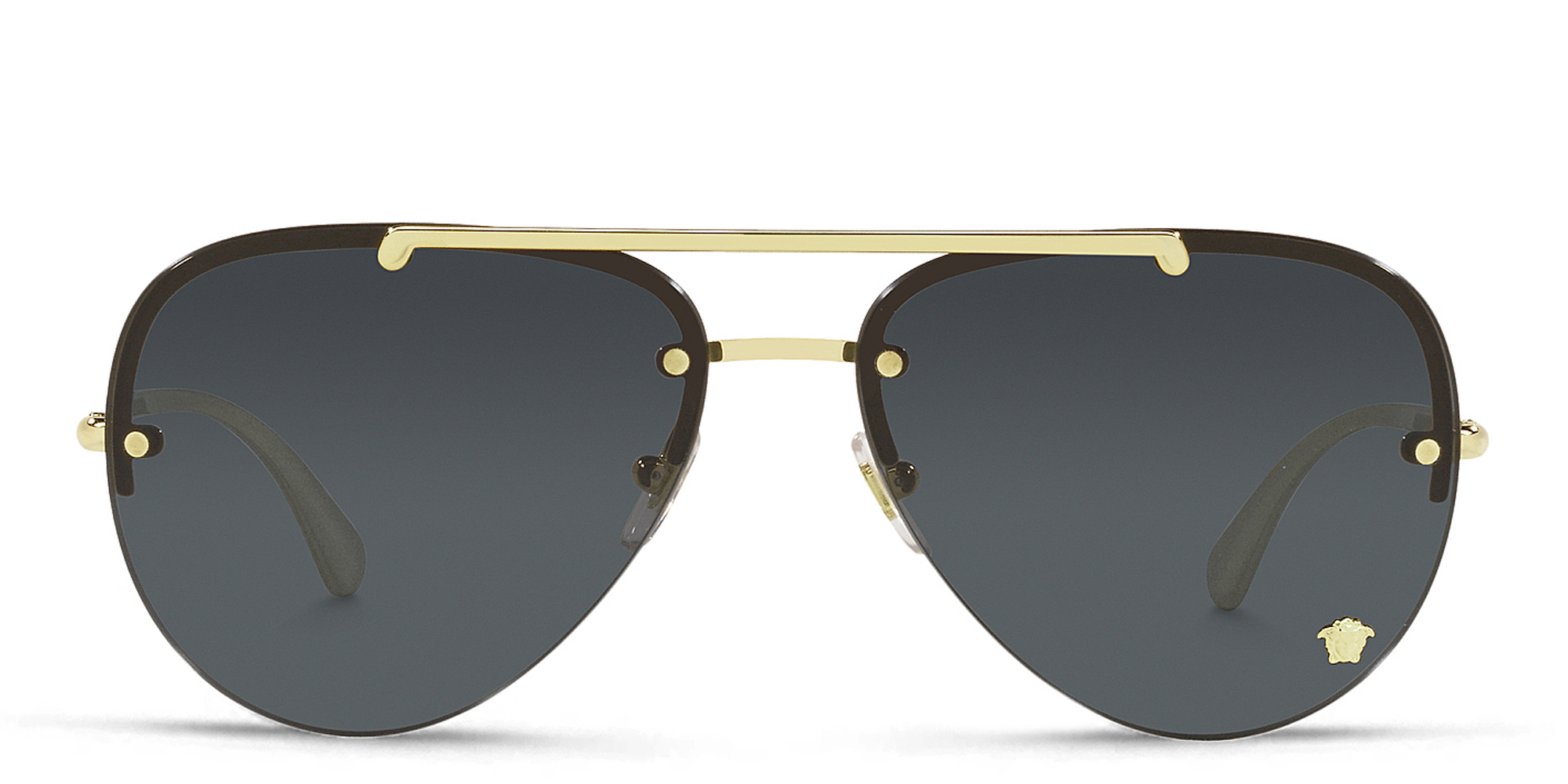 VERSACE Medusa Half-Rim Pilot Sunglasses in Gold – Product Photo 1