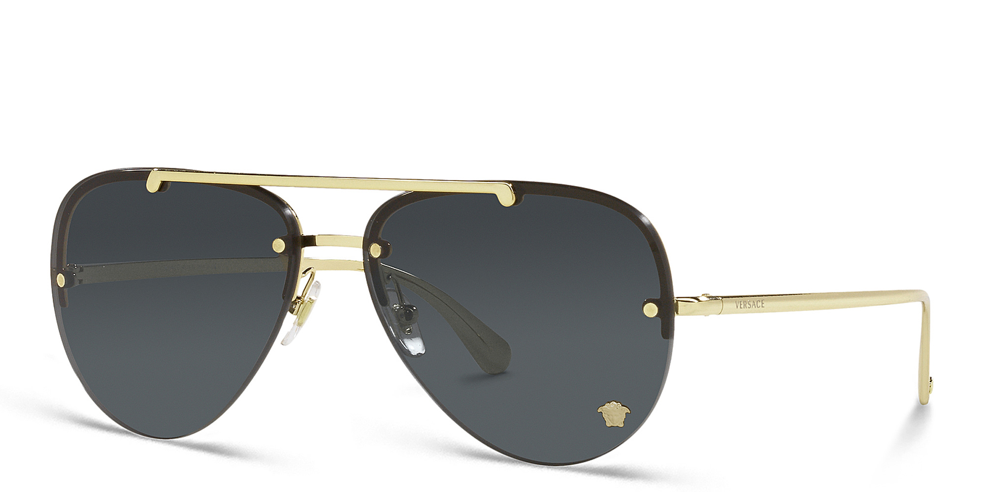 VERSACE Medusa Half-Rim Pilot Sunglasses in Gold – Product Photo 2