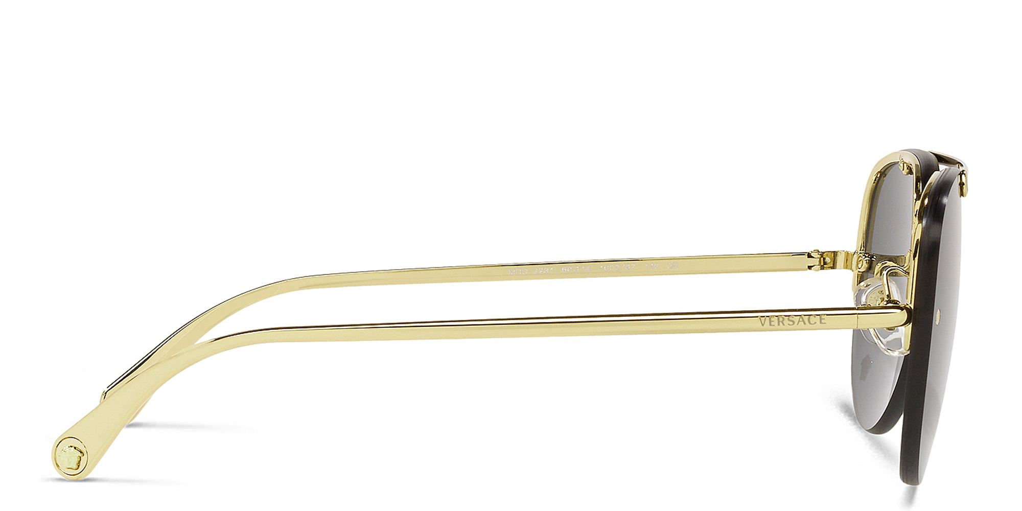 VERSACE Medusa Half-Rim Pilot Sunglasses in Gold – Product Photo 3