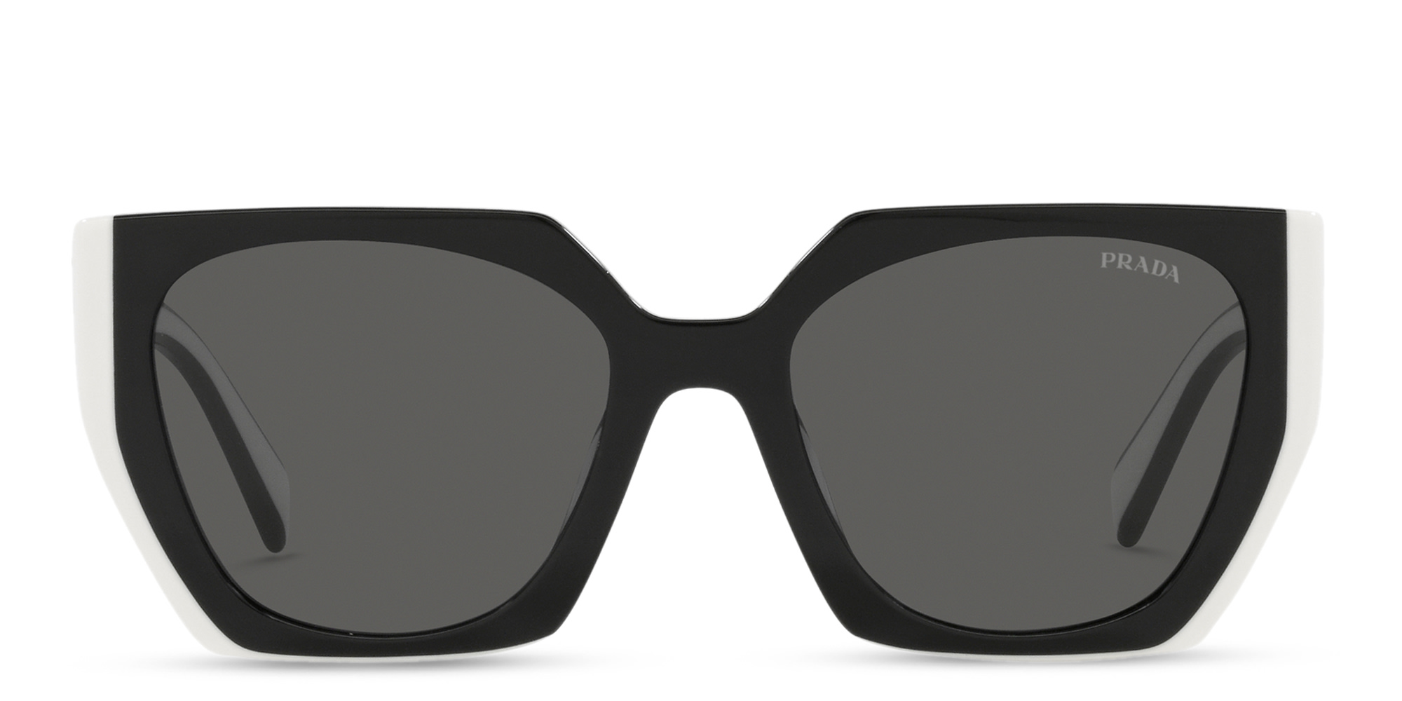 Shop PRADA Rectangle Sunglasses in Black & White online.