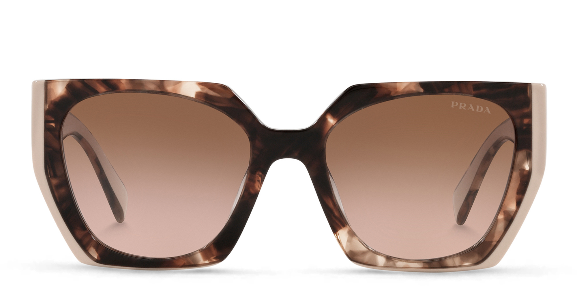 Shop PRADA Rectangle Sunglasses in Tortoise Caramel/Powder online.