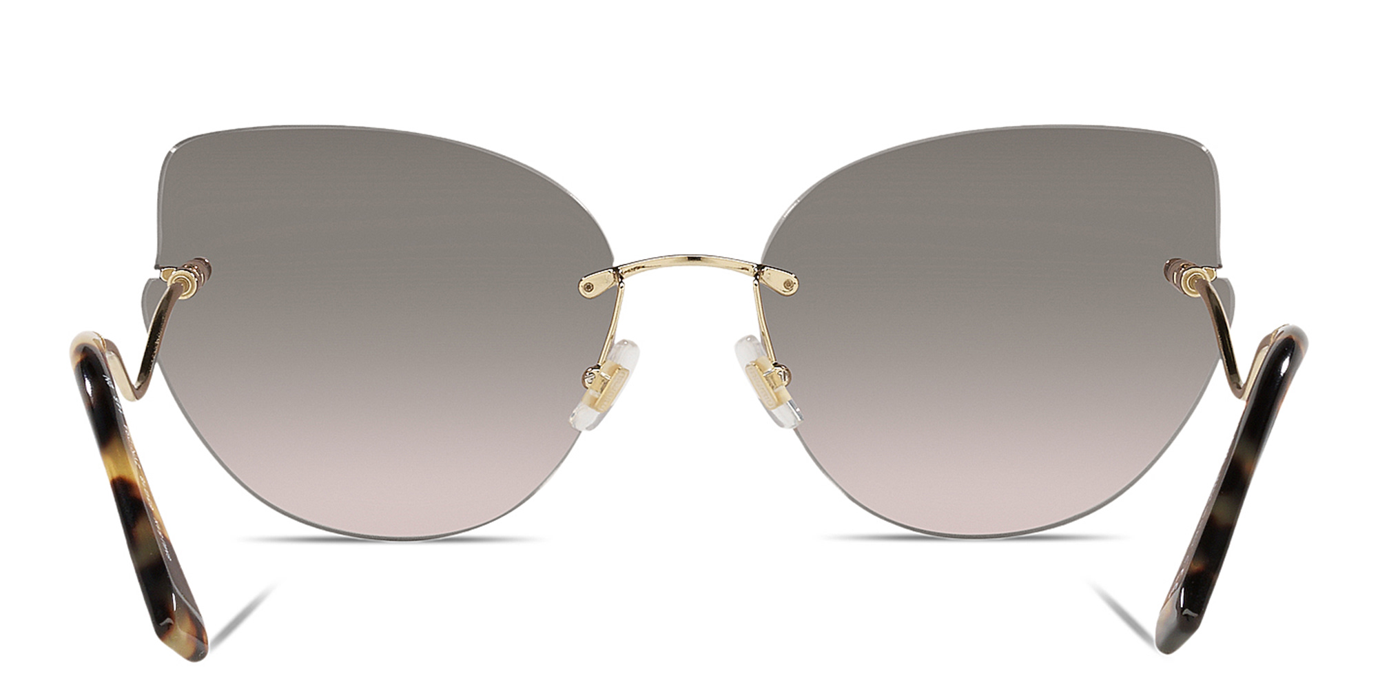 Shop MIU MIU Rimless Cat Eye Sunglasses in Pale Gold online.