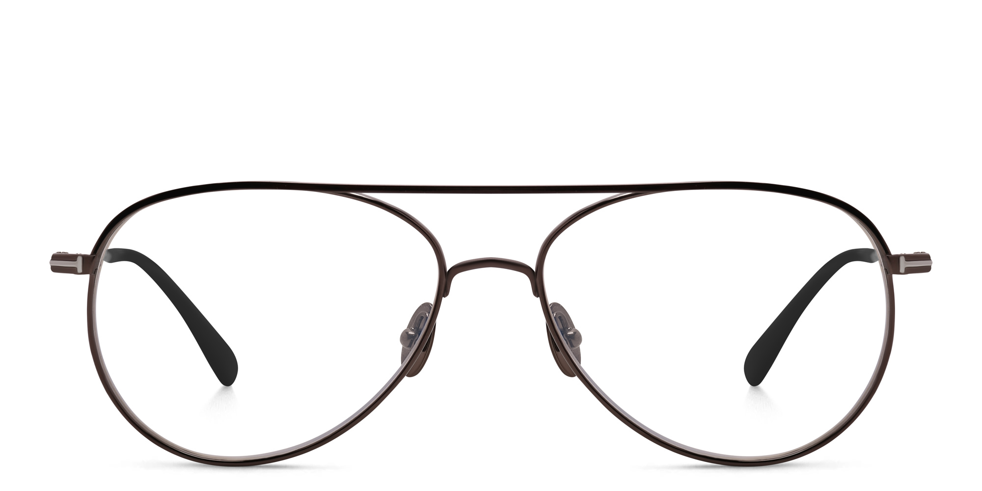 TOM FORD Wide Aviator Eyeglasses in Shiny Gunmetal – Product Photo 1