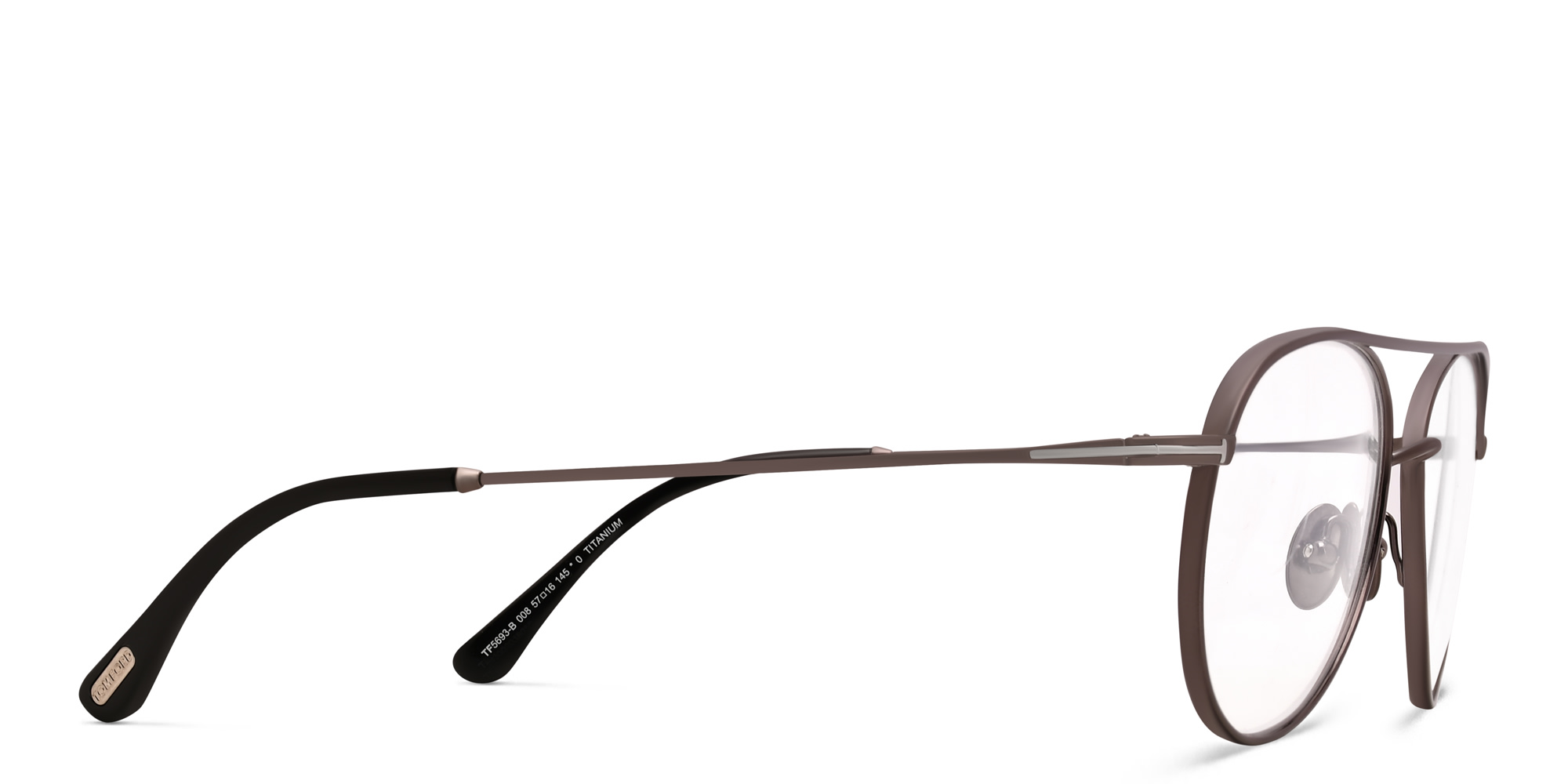 TOM FORD Wide Aviator Eyeglasses in Shiny Gunmetal – Product Photo 3