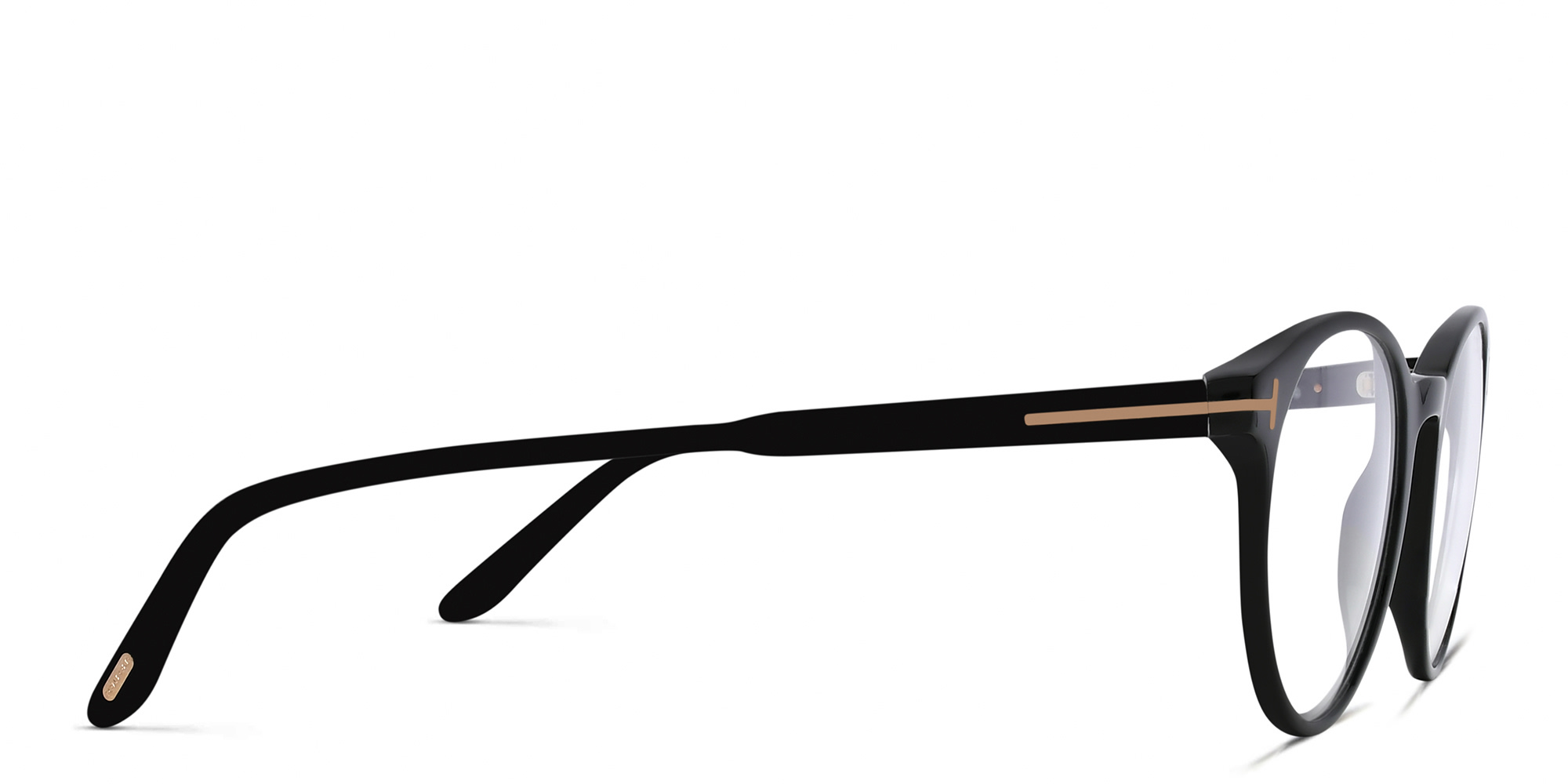 TOM FORD T Logo Round Eyeglasses in Shiny Black – Product Photo 3