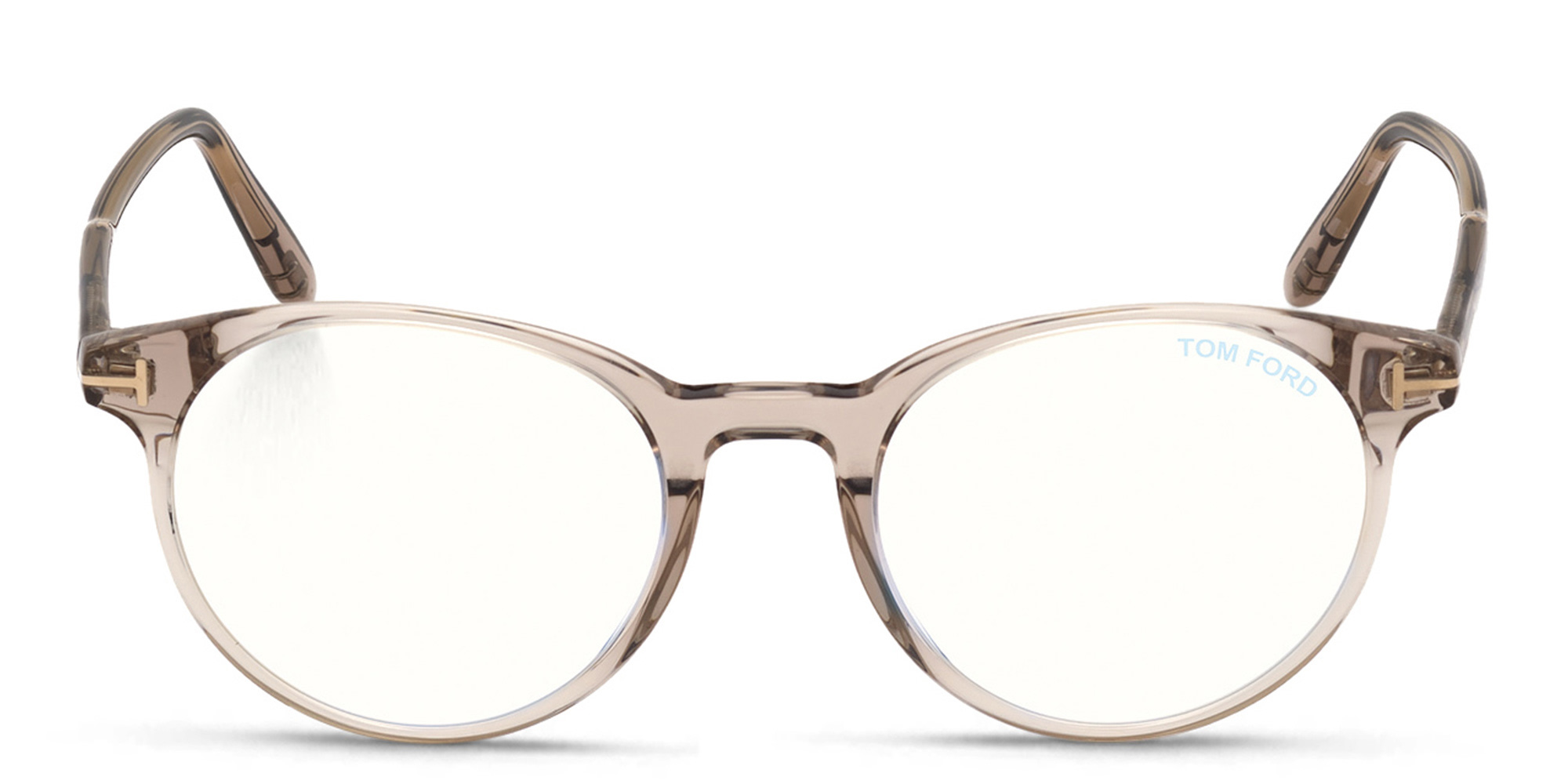 Shop TOM FORD Round Eyeglasses in shiny light brown online.