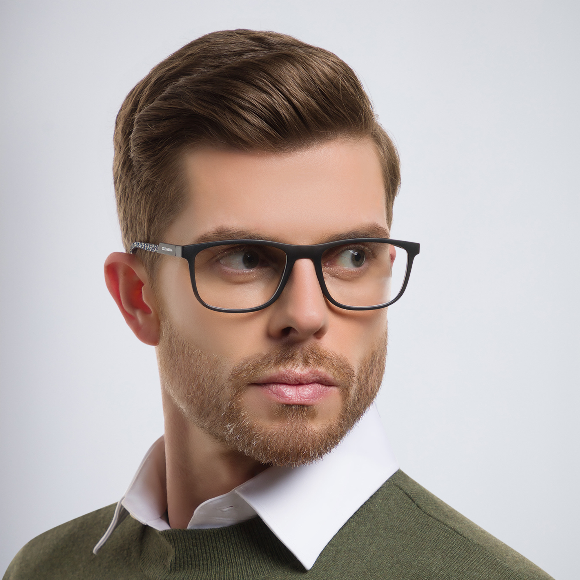 Shop Dolce & Gabbana Wide Rectangle Eyeglasses in Matte Black online.