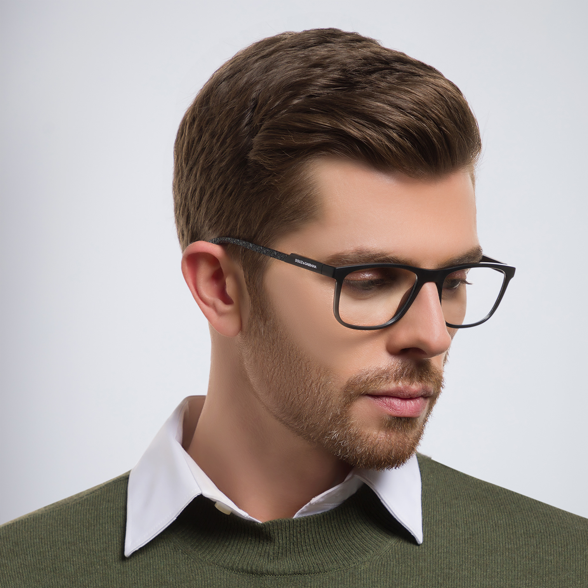 Shop Dolce & Gabbana Wide Rectangle Eyeglasses in Matte Black online.