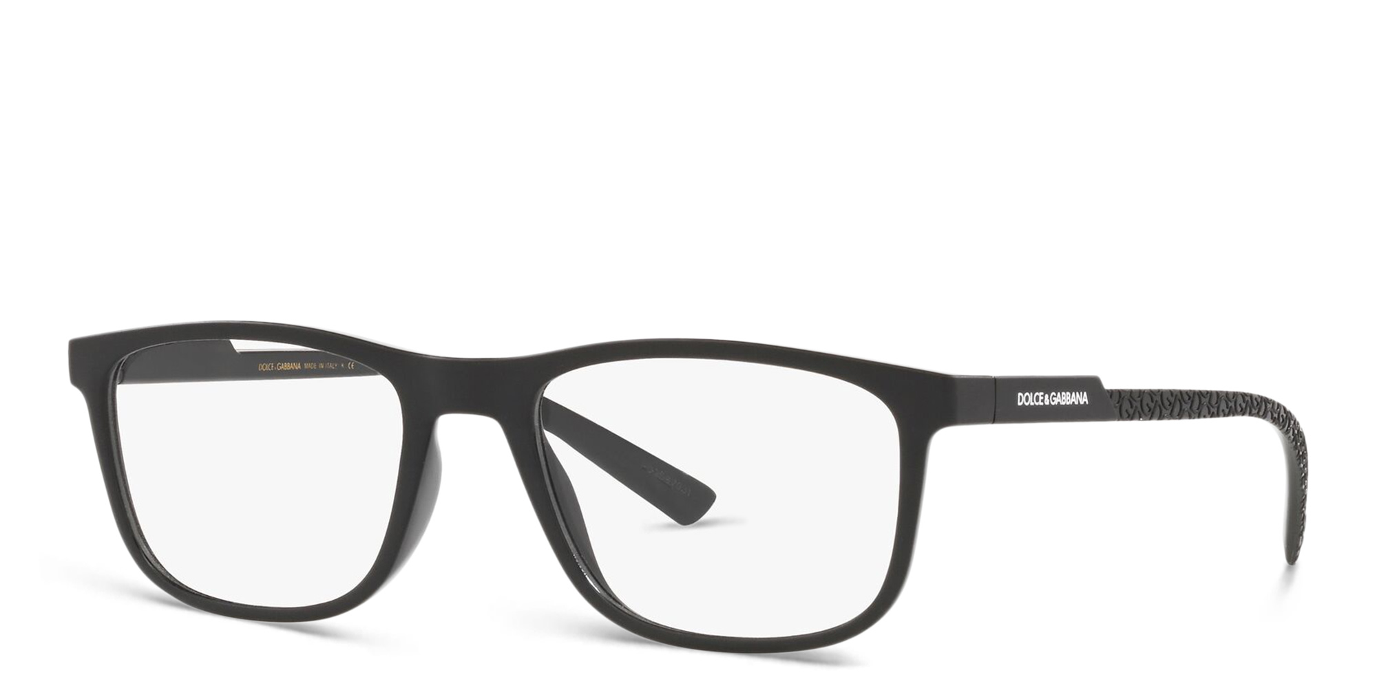 Shop Dolce & Gabbana Wide Rectangle Eyeglasses in Matte Black online.