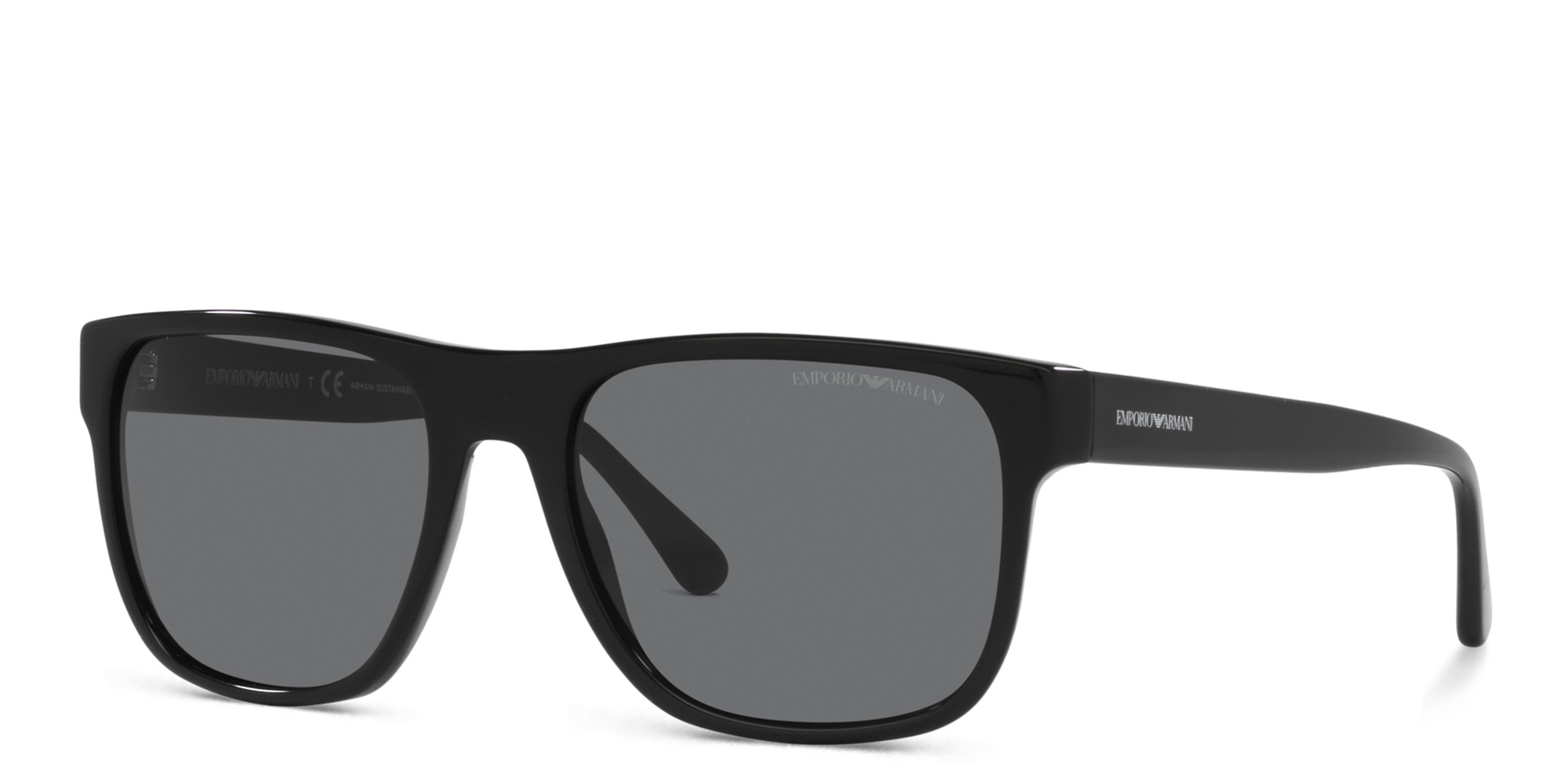 Shop Emporio Armani Square Sunglasses in Shiny Black online.