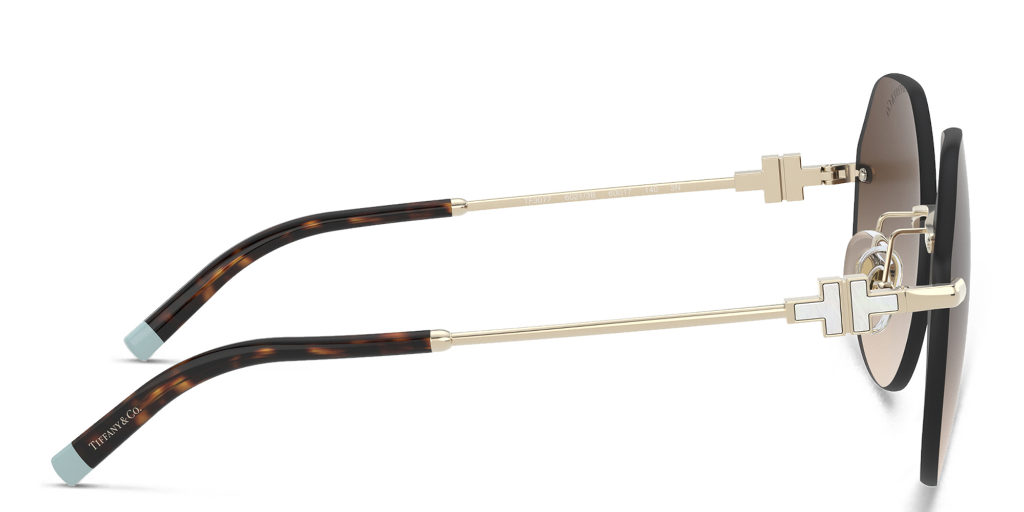 Shop TIFFANY Irregular Sunglasses in Pale Gold online.