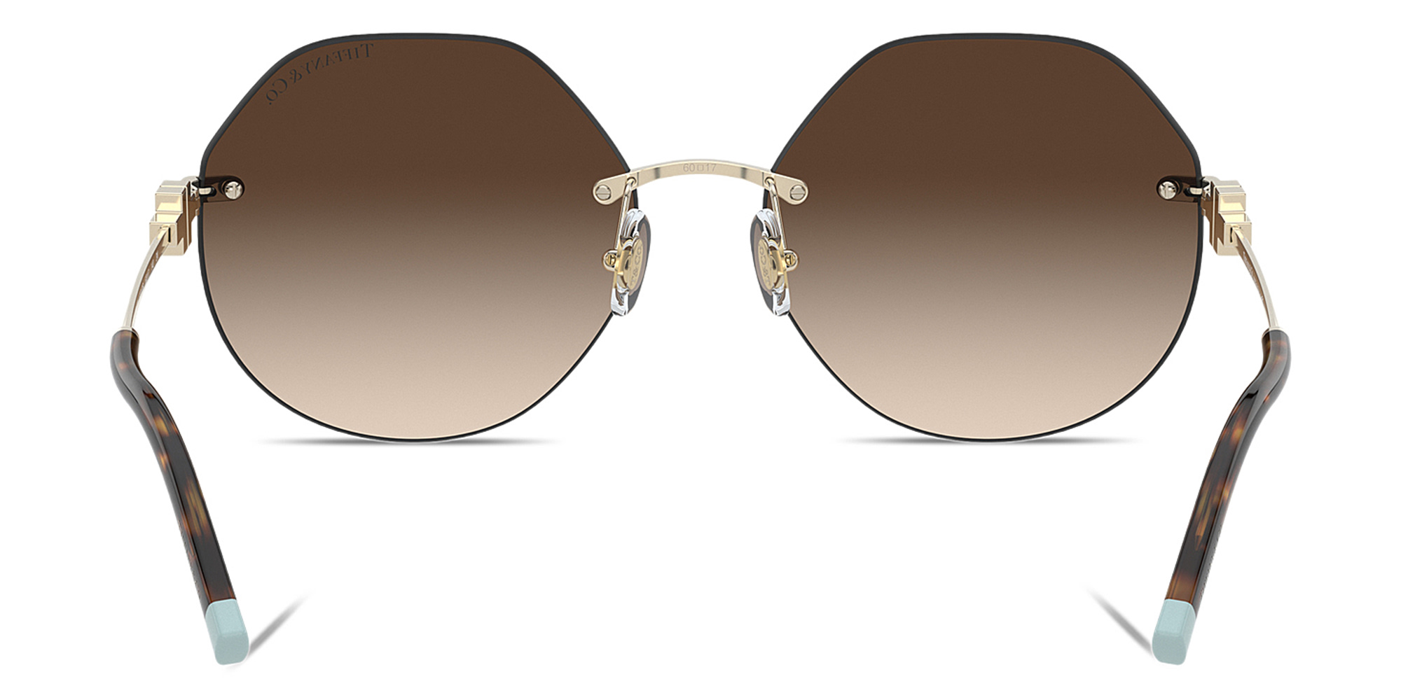 Shop TIFFANY Irregular Sunglasses in Pale Gold online.