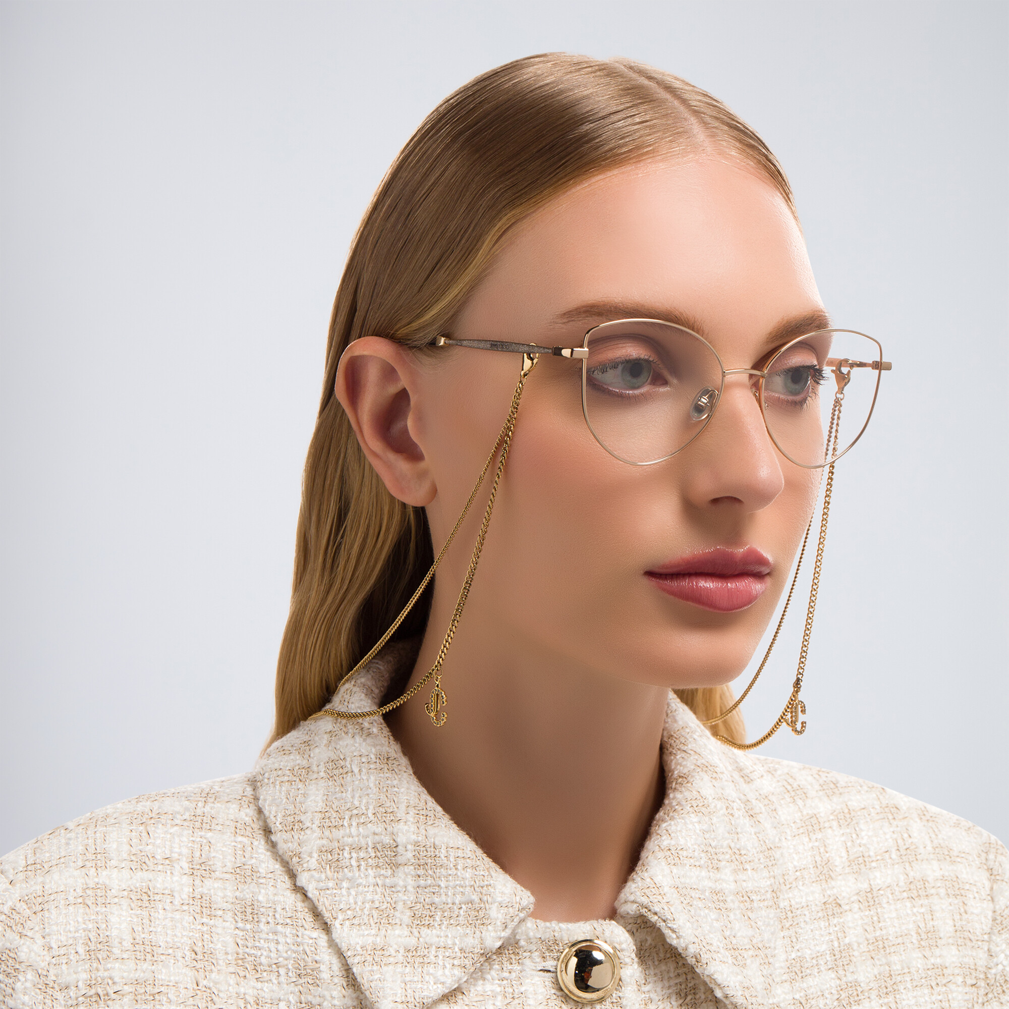 Shop JIMMY CHOO Butterfly Eyeglasses in Rose Gold online.