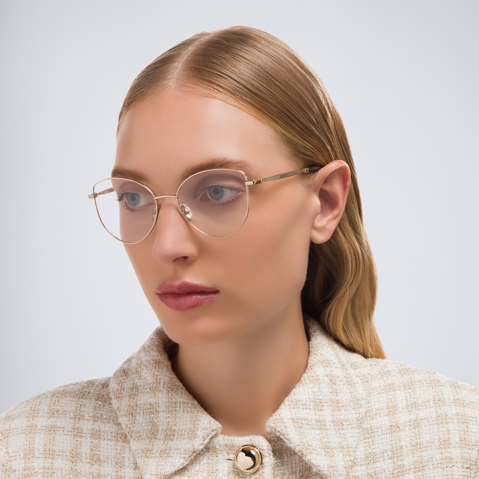 Shop JIMMY CHOO Butterfly Eyeglasses in Rose Gold online.