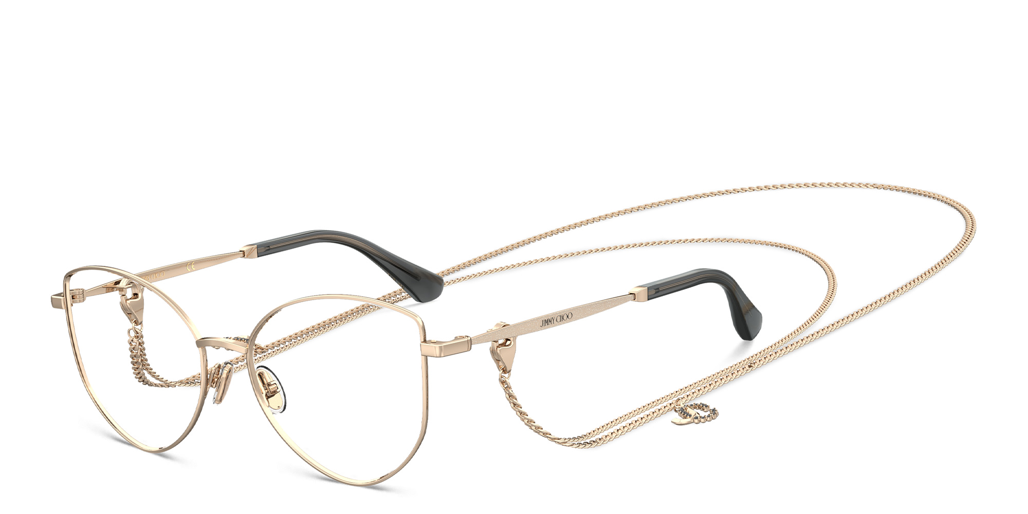 Shop JIMMY CHOO Butterfly Eyeglasses in Rose Gold online.
