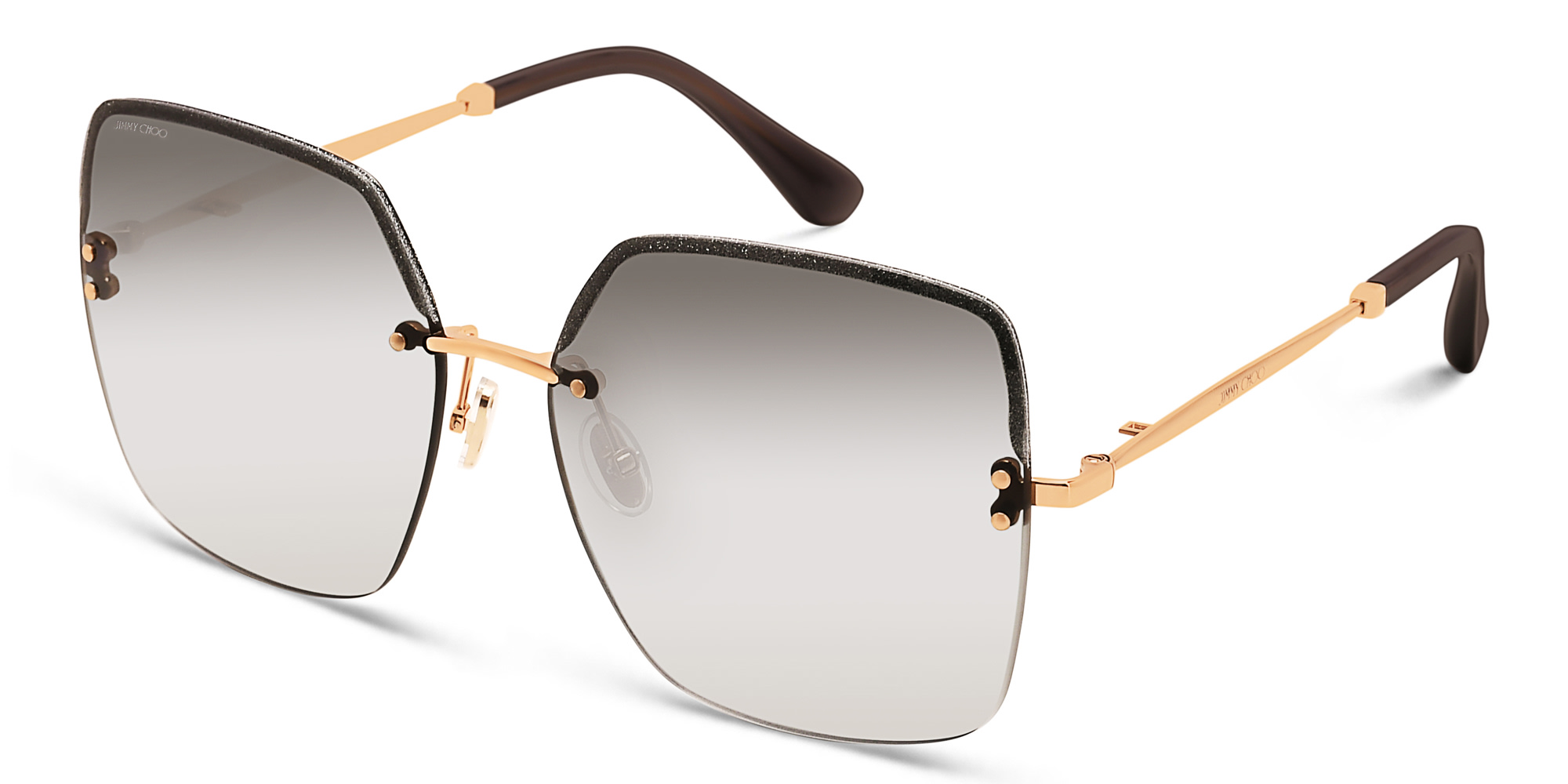 JIMMY CHOO Tavi/N/S Rimless Square Sunglasses in Rose Gold – Product Photo 2