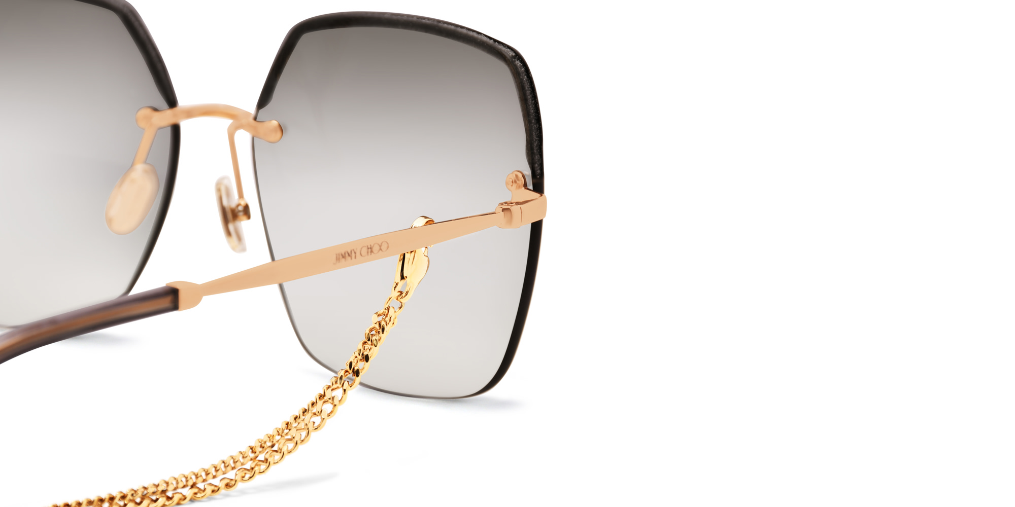 JIMMY CHOO Tavi/N/S Rimless Square Sunglasses in Rose Gold – Product Photo 5