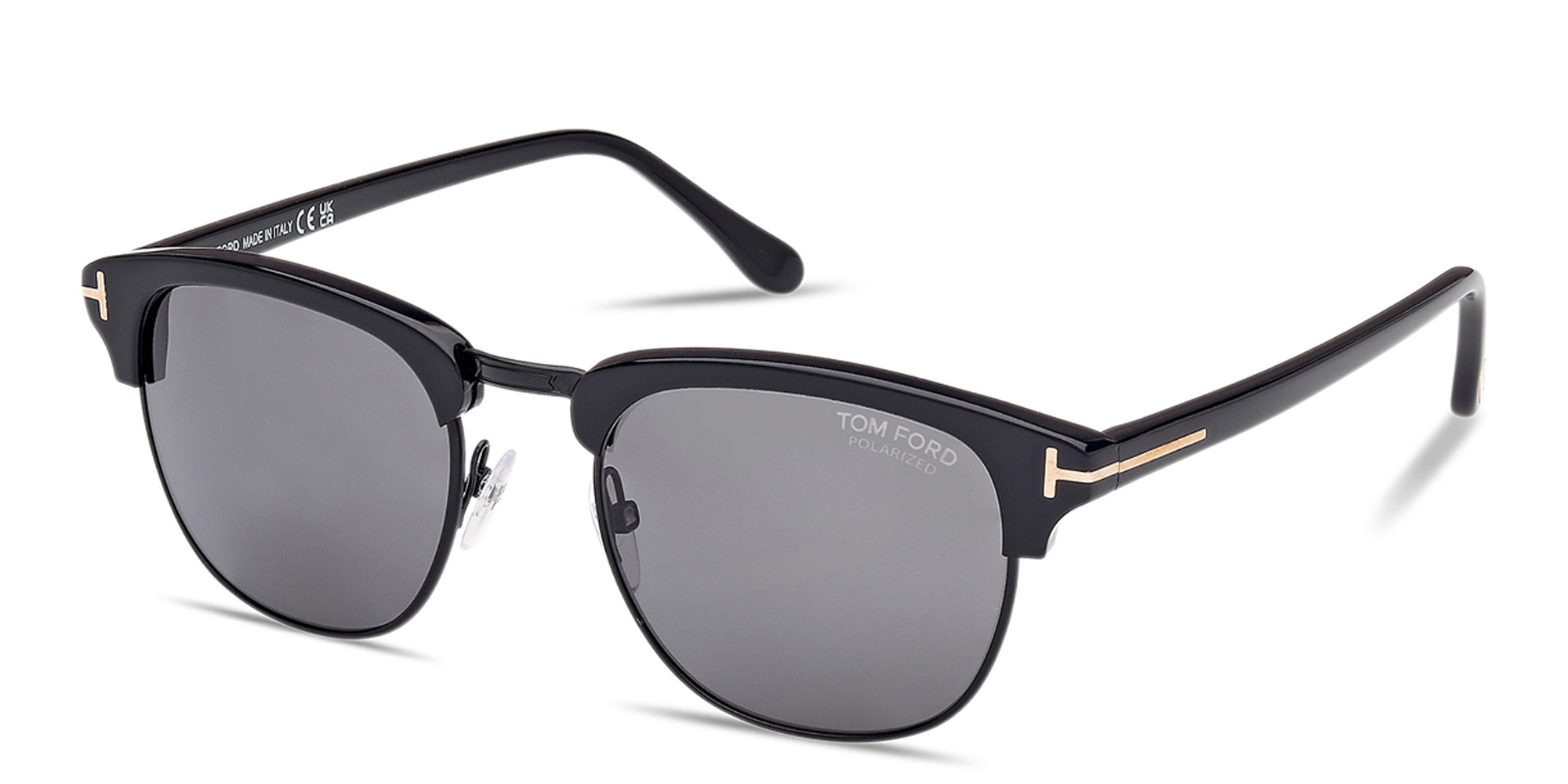 Shop TOM FORD Henry Square Sunglasses in Shiny Black online.