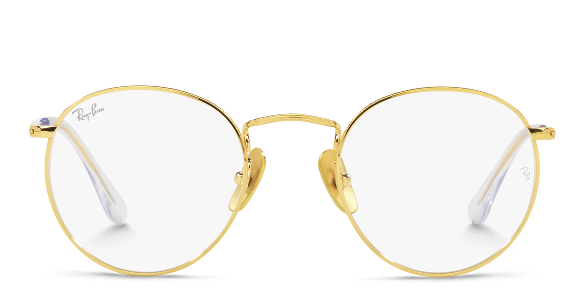 Shop Ray-Ban Unisex Round Eyeglasses in Gold online.
