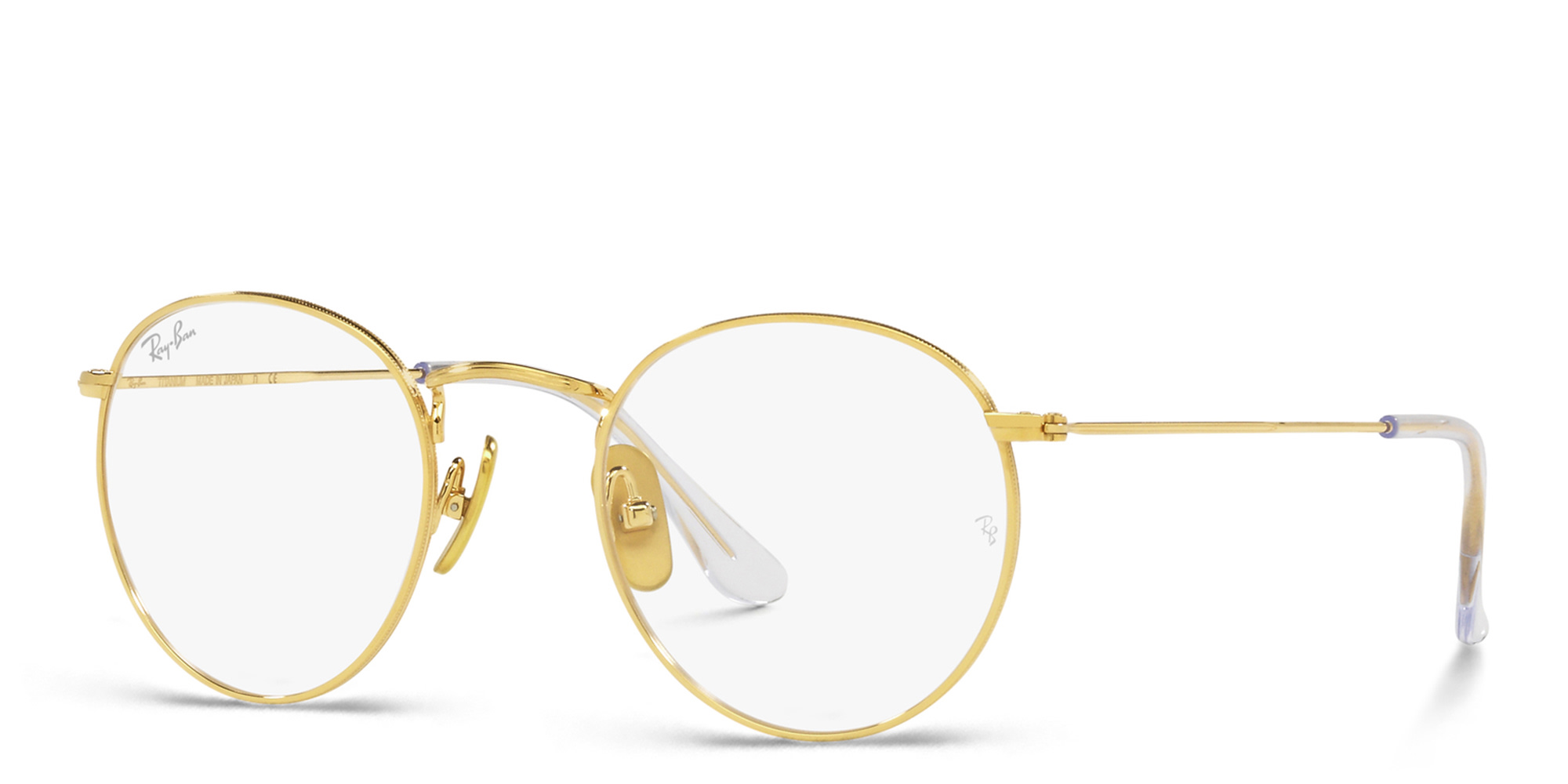 Shop Ray-Ban Unisex Round Eyeglasses in Gold online.