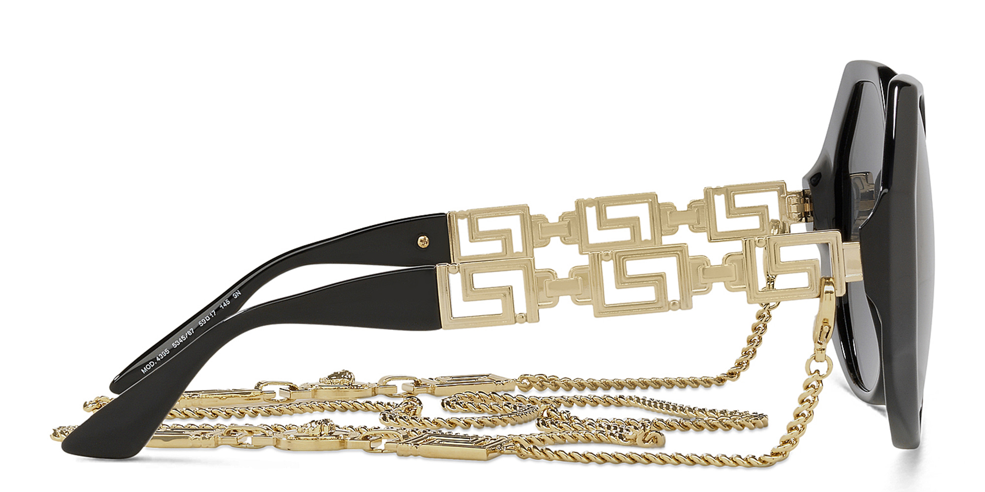 VERSACE Greca Oversized Wide Sunglasses in Black – Product Photo 3