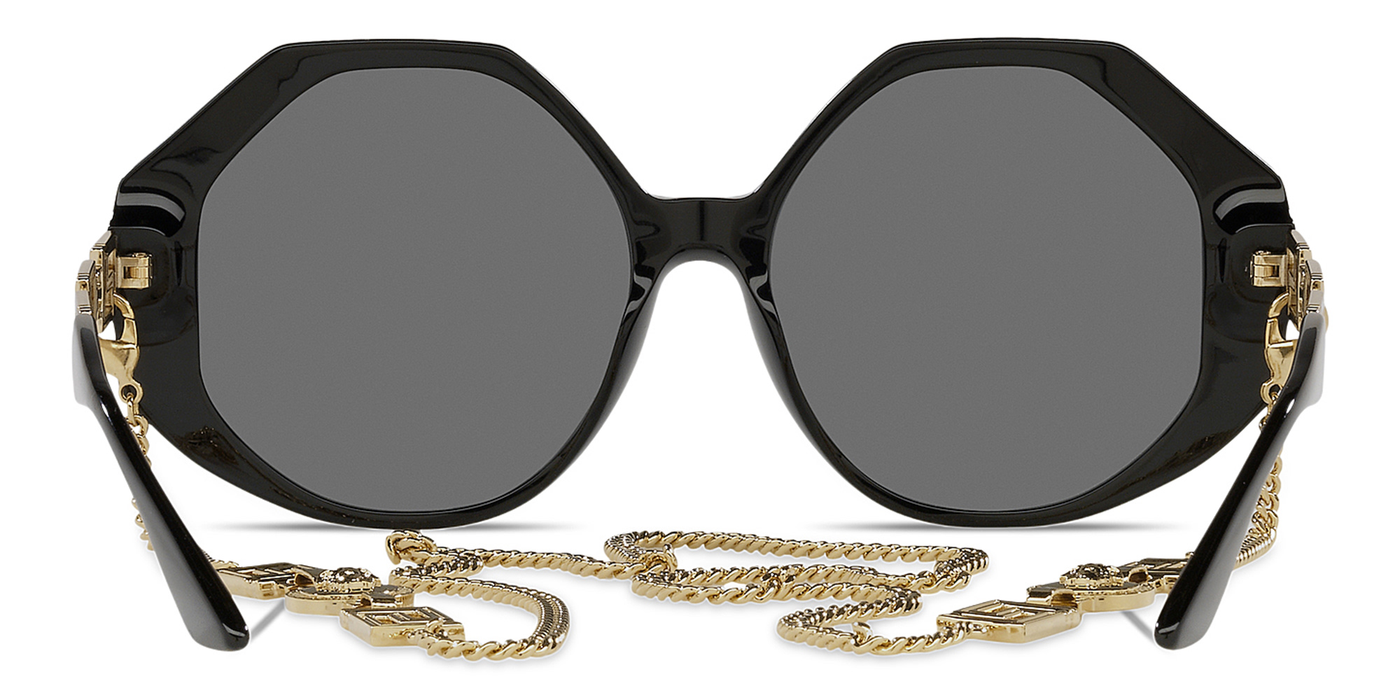 VERSACE Greca Oversized Wide Sunglasses in Black – Product Photo 4