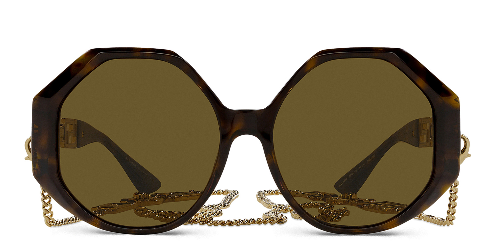 VERSACE Greca Oversized Wide Sunglasses in Havana – Product Photo 1