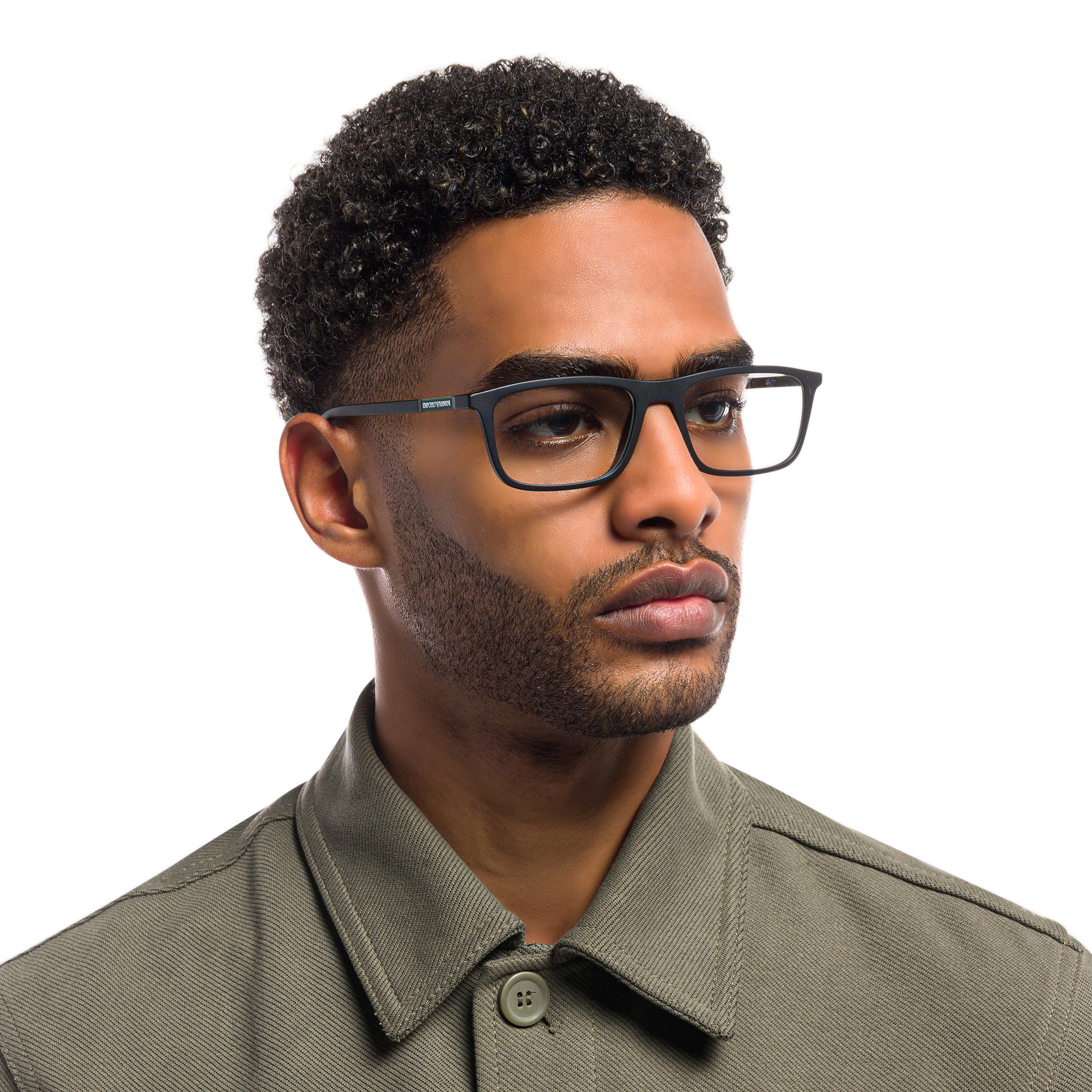 Emporio Armani Rectangle Eyeglasses in Matte Black – Product Photo 6