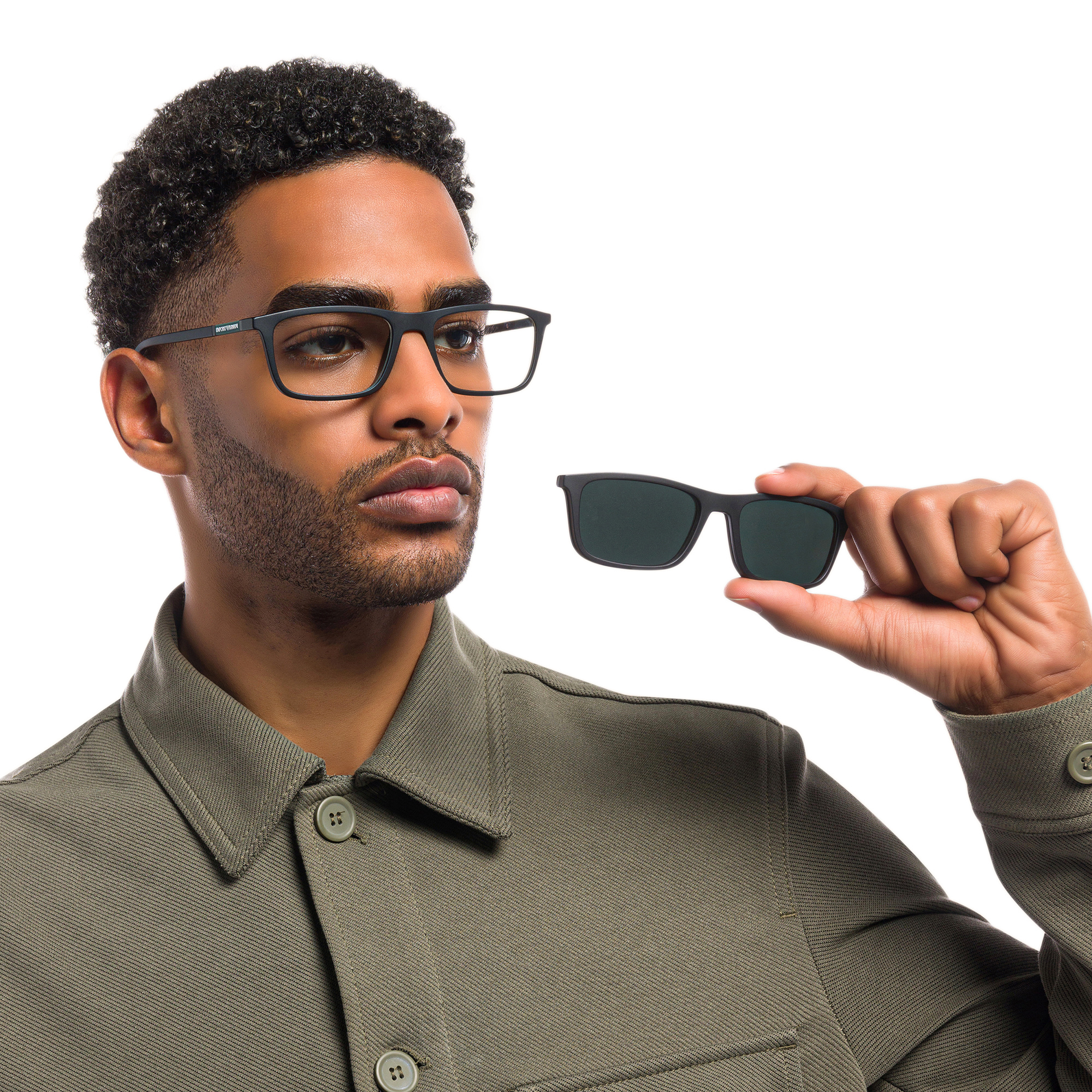 Emporio Armani Rectangle Eyeglasses in Matte Black – Product Photo 9