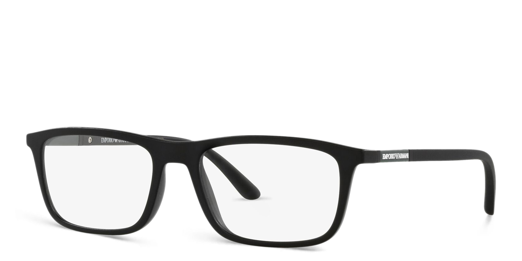 Emporio Armani Rectangle Eyeglasses in Matte Black – Product Photo 2